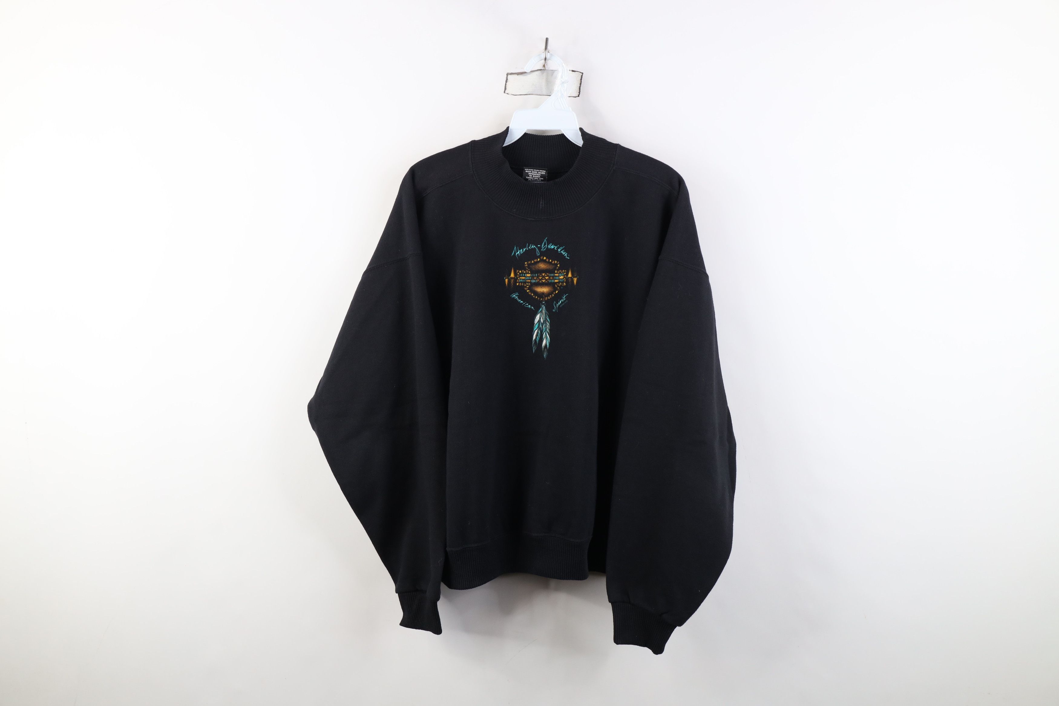 Harley Davidson Vintage 90s Harley Davidson American Mock Neck Sweatshirt Size XL / US 12-14 / IT 48-50 - 1 Thumbnail