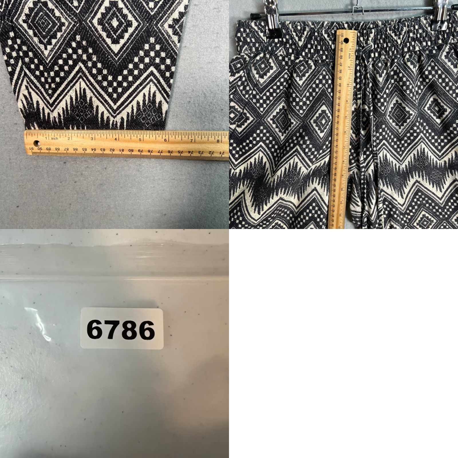 J.Crew VINTAGE J. Crew Womens Black & White Tribal Print Elastic Waist Pants Lightweight Pants Women 0 Black Ankle High Rise Straight 24.5in Inseam Womens Size 25" / US 0 / IT 36 - 8 Thumbnail