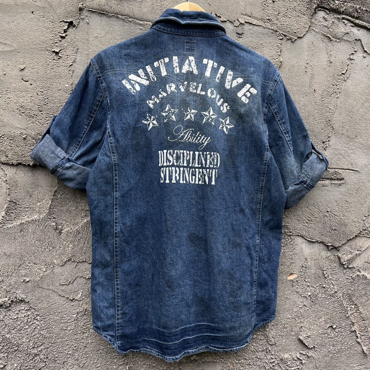Japanese Brand Semantic design Biker shirt Blue indigo Hidden Pocket Size US L / EU 52-54 / 3 - 8 Thumbnail