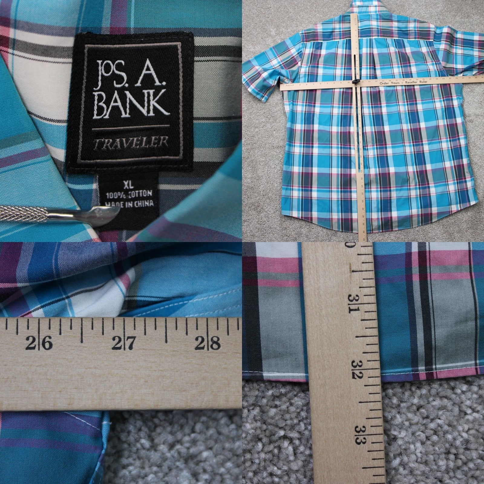 Jos. A. Bank Jos. A. Bank Traveler Shirt Mens XL Blue 100% Cotton Short Sleeve Button Down Size US XL / EU 56 / 4 - 8 Thumbnail