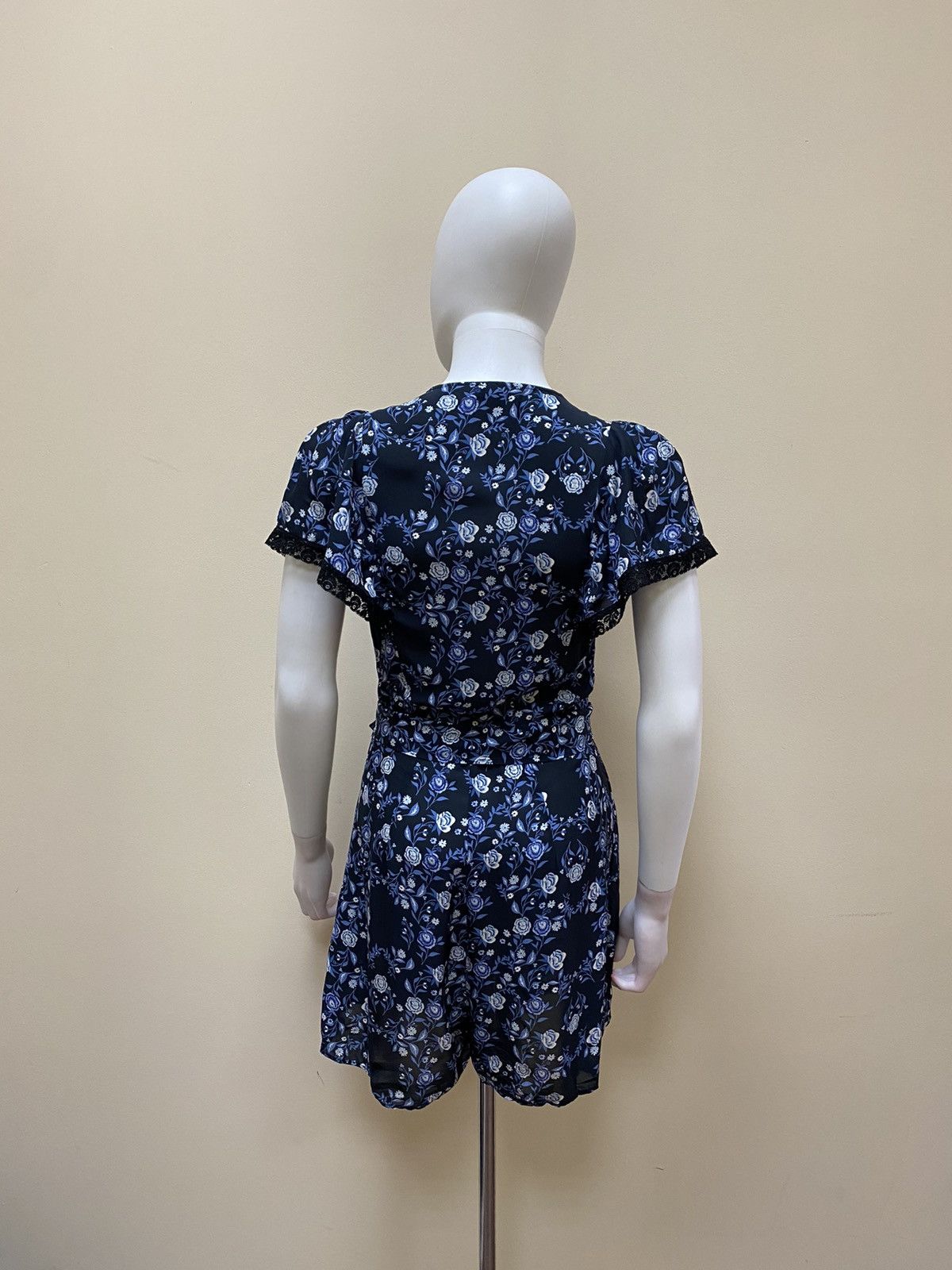 Sandro Sandro Womens Floral Blue Playsuit Size 36 Size XS / US 0-2 / IT 36-38 - 7 Thumbnail