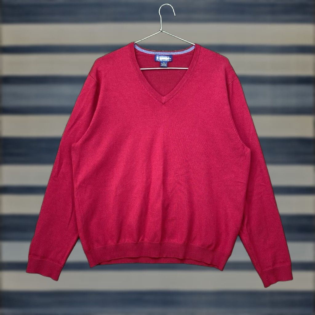 Brooks Brothers Brooks Brothers Merino Wool Sweater Mens XL Red Knit V Neck Slim Fit Pullover Size US XL / EU 56 / 4 - 1 Thumbnail