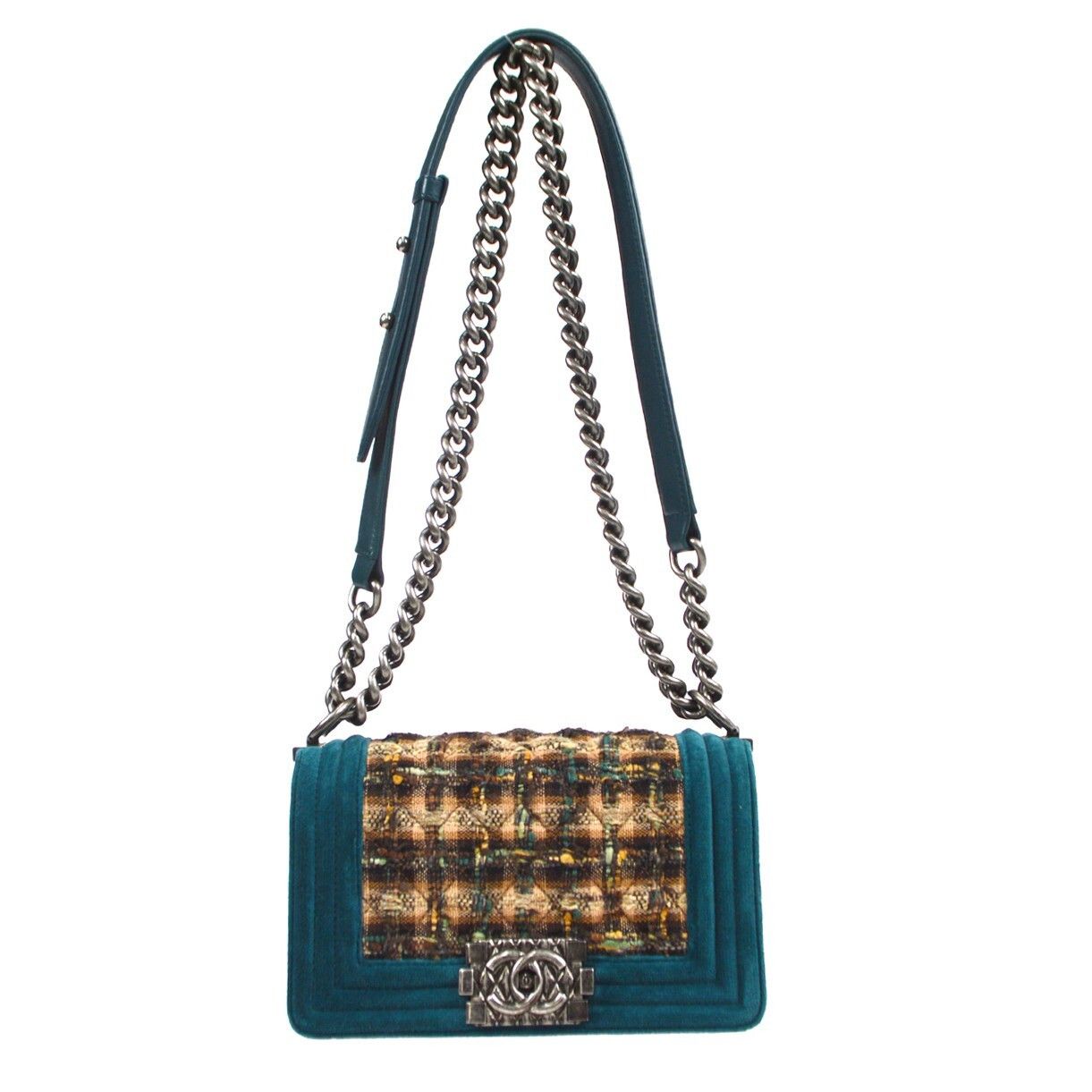 Chanel Chanel Boy Flap Bag Quilted Tweed with Velvet Size ONE SIZE - 1 Thumbnail