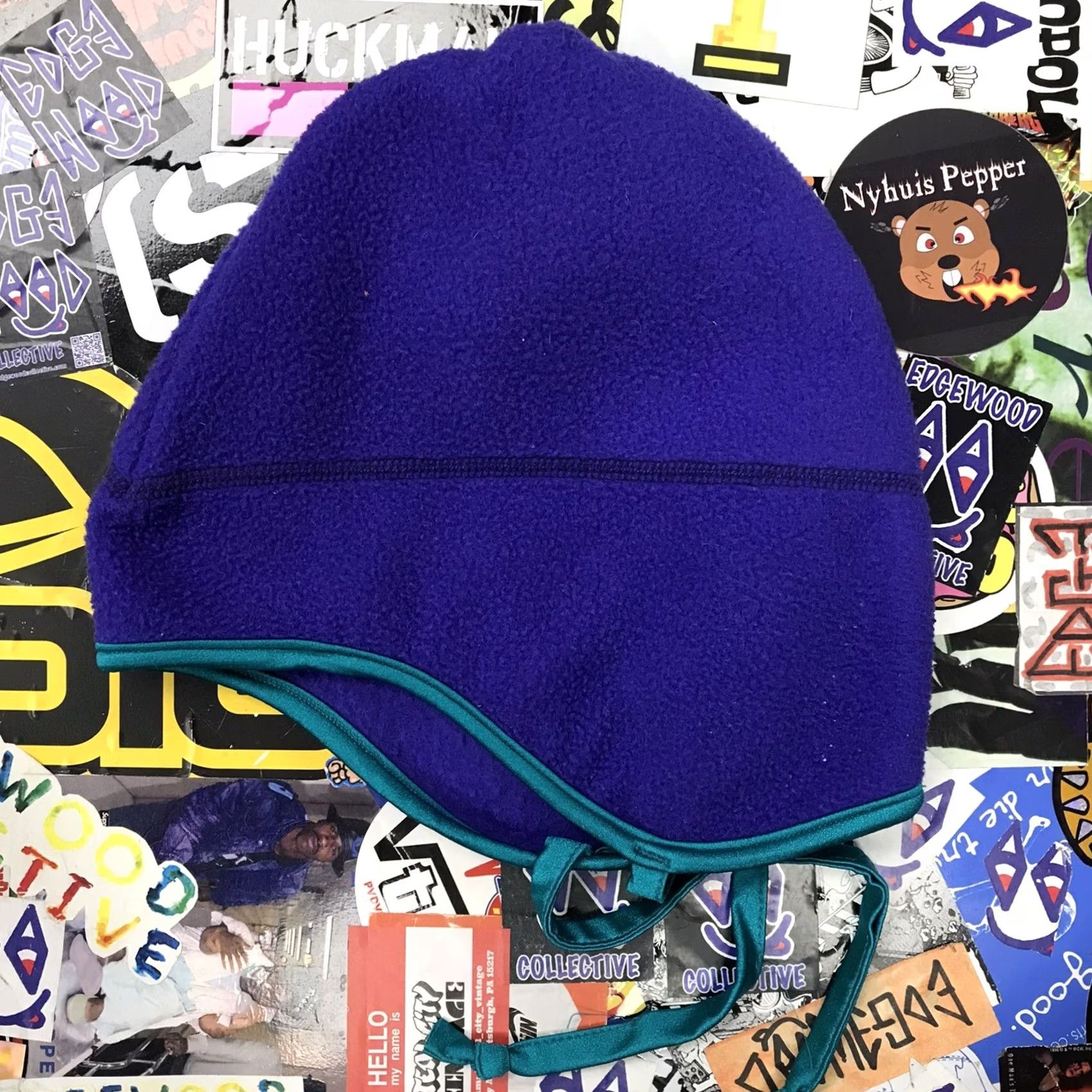 Vintage VINTAGE Columbia Sportswear Beanie Drawstrings Blue S/M Outdoor 90s Ski Unisex Adults Size ONE SIZE - 3 Thumbnail