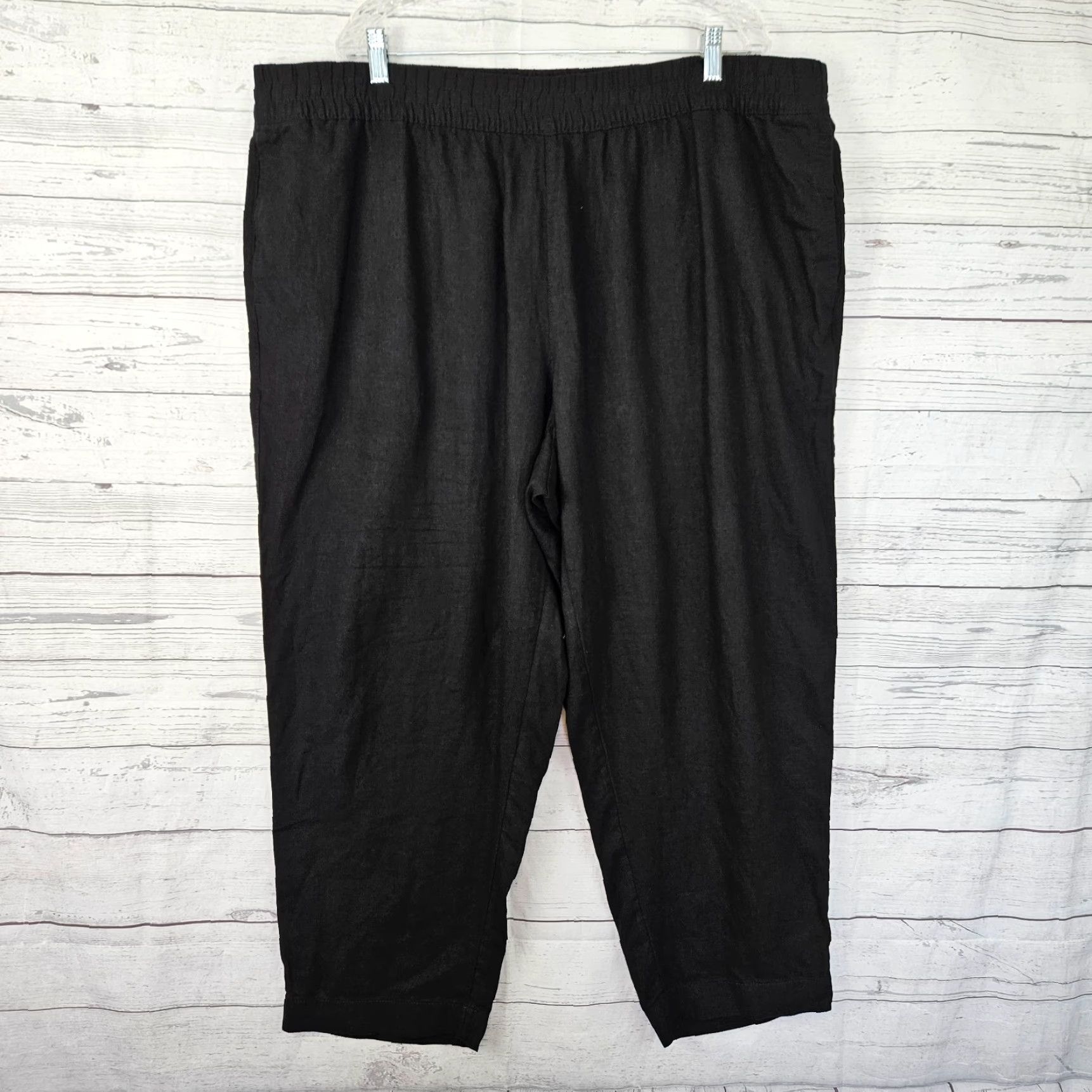 Old Navy Old Navy Womens Pull On Ankle Pants Sz 2X Black Linen Blend Size 40" / US 18 - 2 Thumbnail