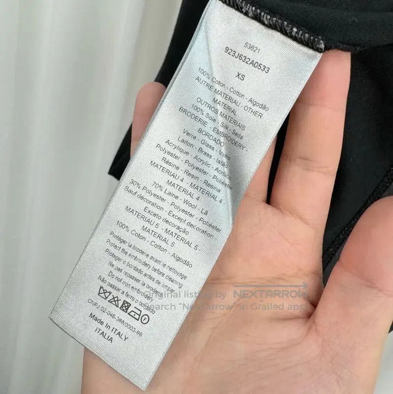 Dior Dior Black Cotton Embroidered Logo T-Shirt . Size US XS / EU 42 / 0 - 6 Thumbnail