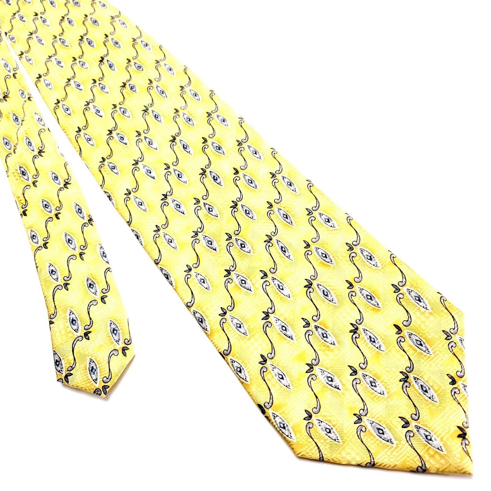 Jos. A. Bank Jos A Bank Yellow Silk Tie Woven Wide Graphic Striped Size ONE SIZE - 1 Thumbnail
