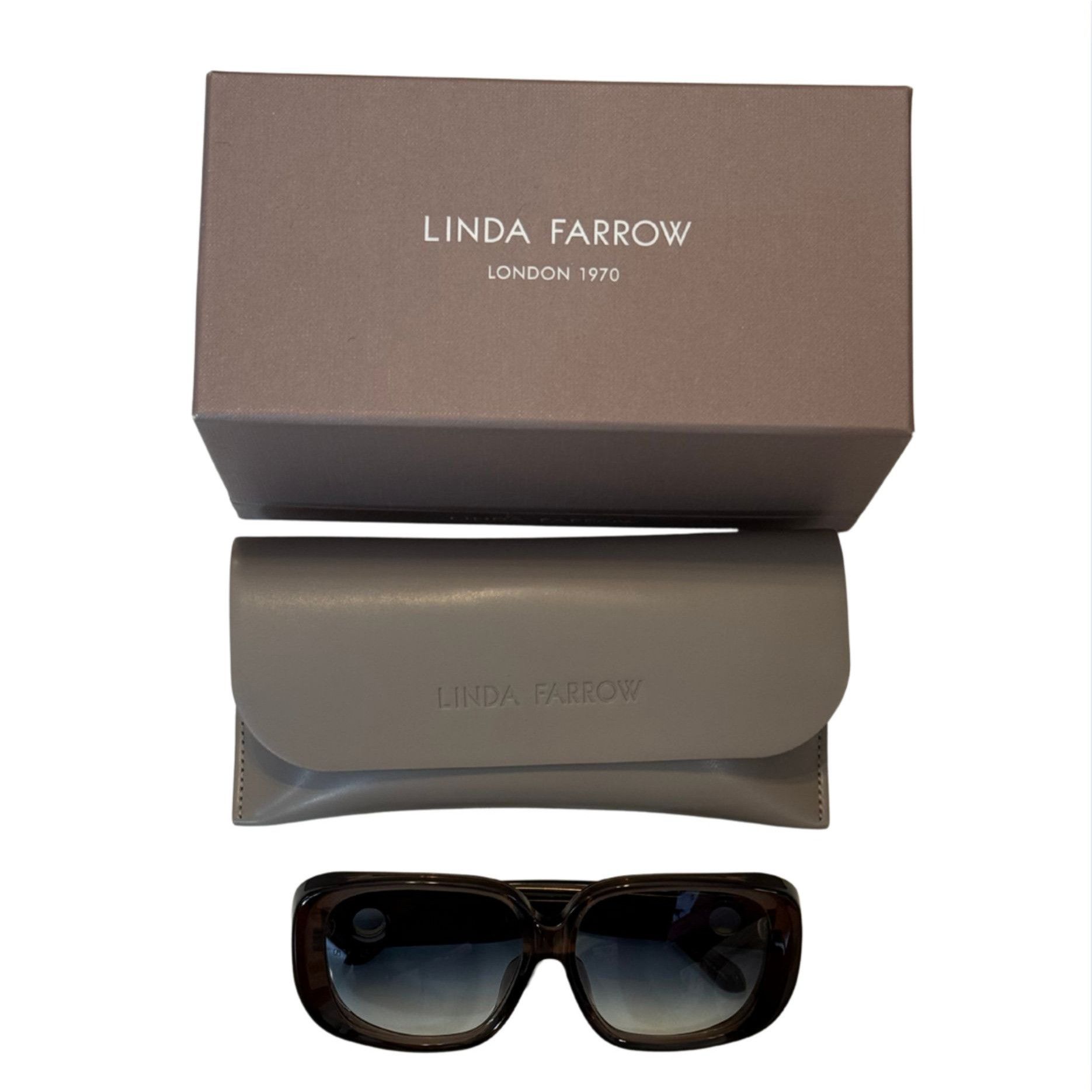 Linda Farrow Linda Farrow Astrid Oversized Sunglasses Brown Aqua $570 NEW Size ONE SIZE - 2 Thumbnail