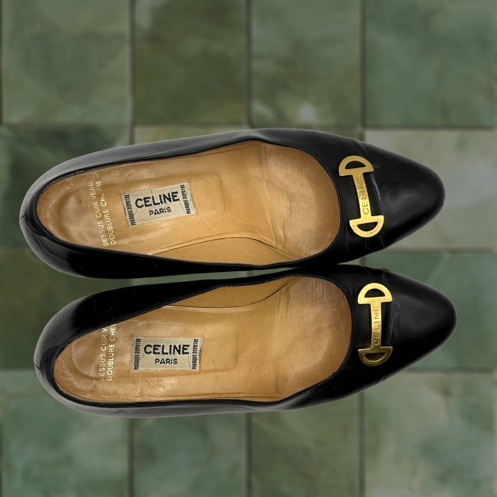Celine VINTAGE CELINE Horsebit Metal Leather Pumps Women Black US 5.5-6 22.5 Shoes Size US 5.5 / IT 35.5 - 1 Thumbnail