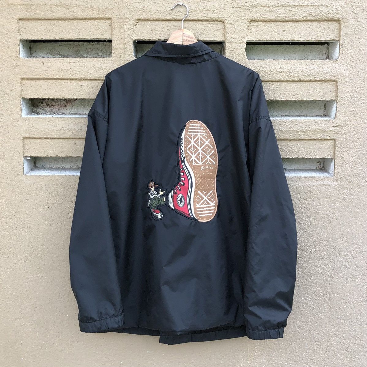 image of Converse All Star Nylon Coach Jacket in Black, Men's (Size XL)