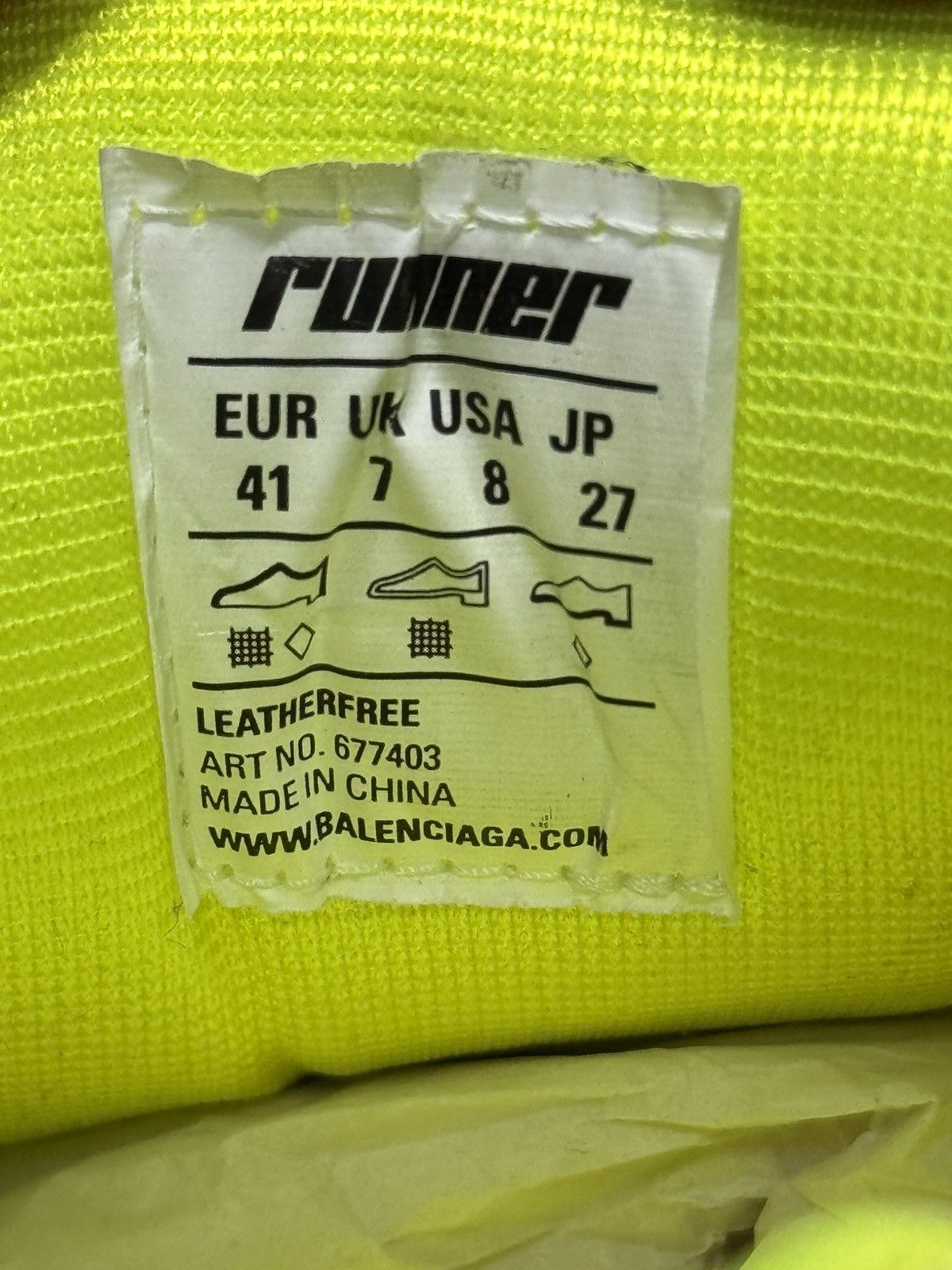 Balenciaga Balenciaga runner (FLUO) Size US 8 / EU 41 - 20 Thumbnail