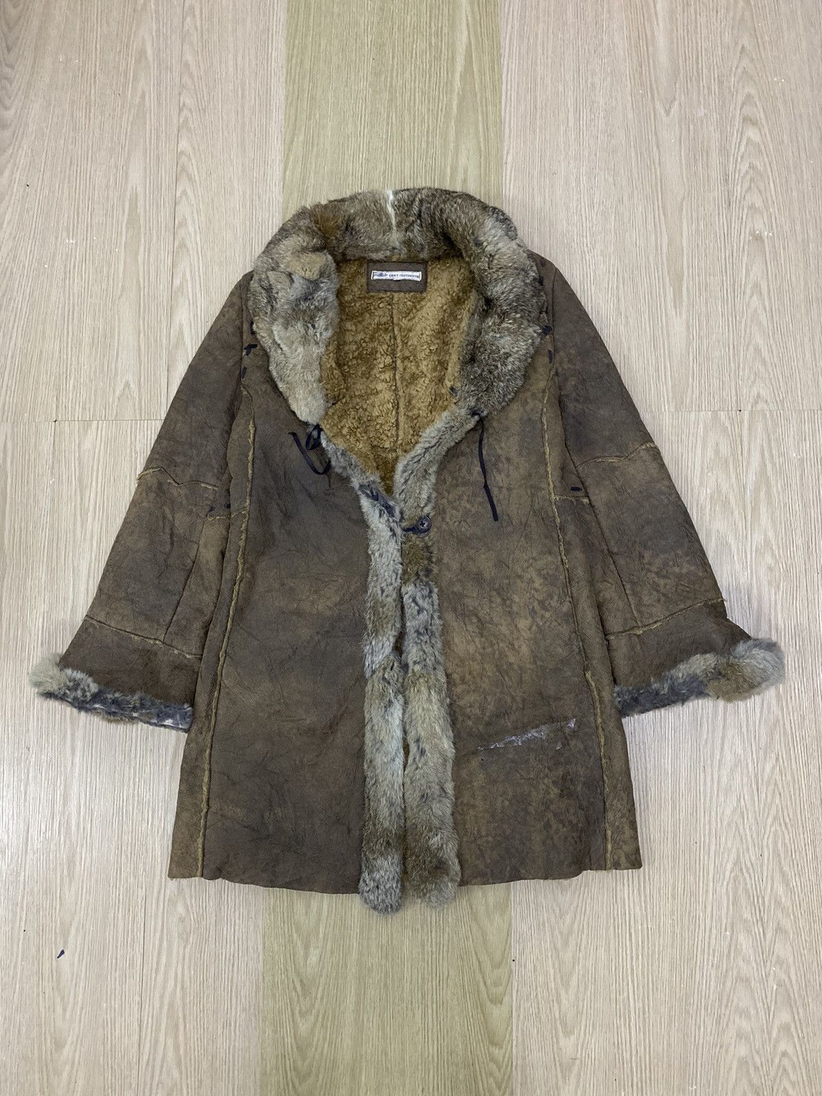 image of Italian Designers x Mink Fur Coat Vintage Grace Continental Real Rabbit Fur Coat in Brown, Women's 