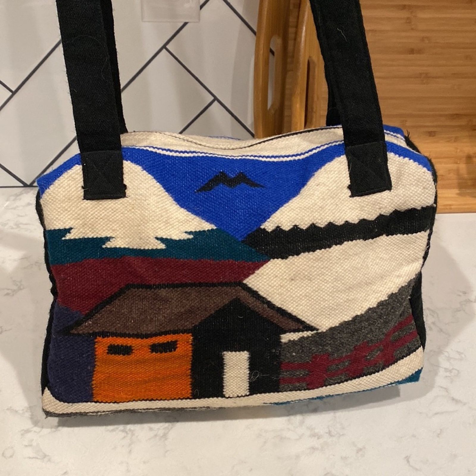 Handmade Mexican Handmade wool cotton blend shoulder bag indigenous Size ONE SIZE - 2 Thumbnail