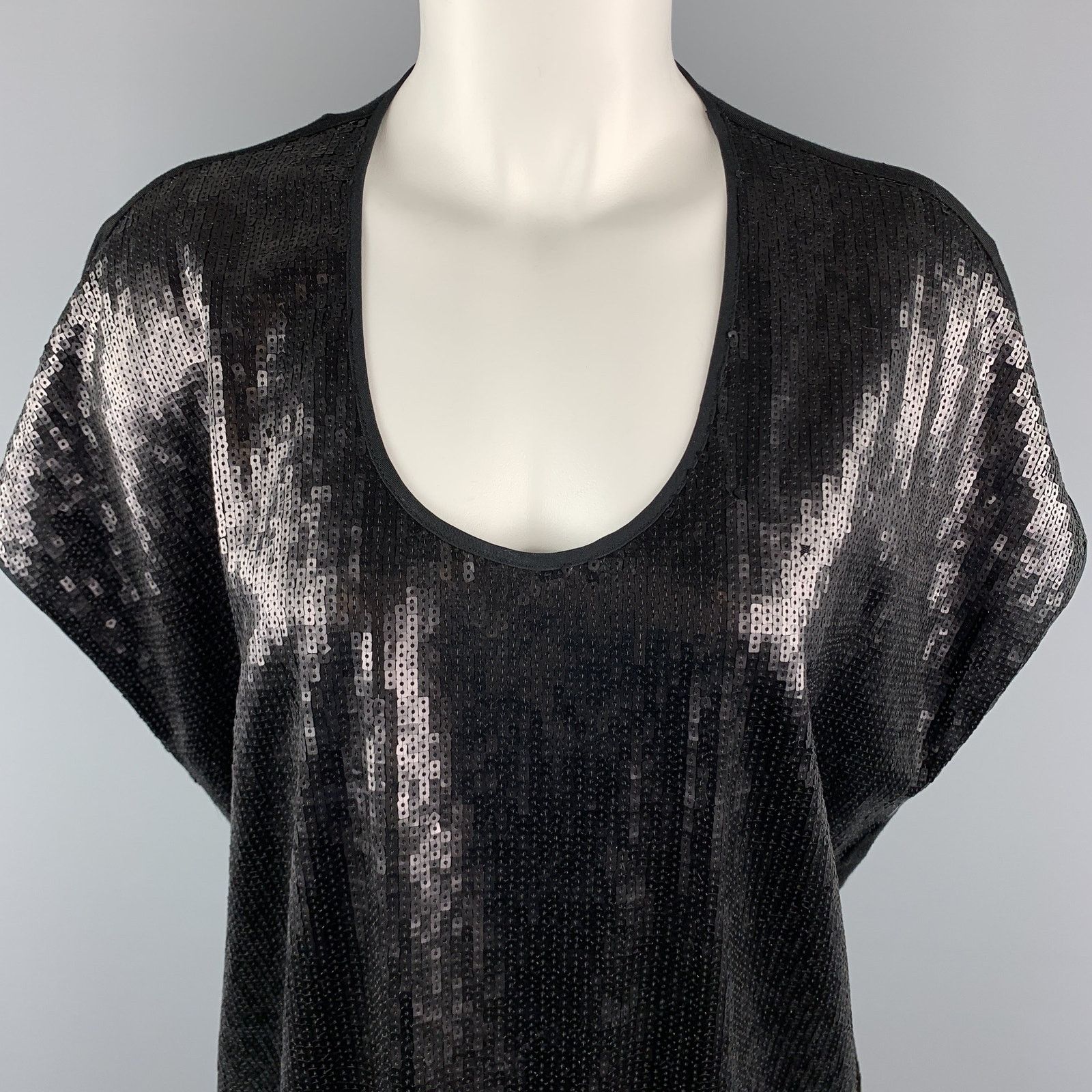 Rag & Bone Size 0 Black Lyocell Blend Sequined Draped Tunic Textured Size XS / US 0-2 / IT 36-38 - 2 Thumbnail