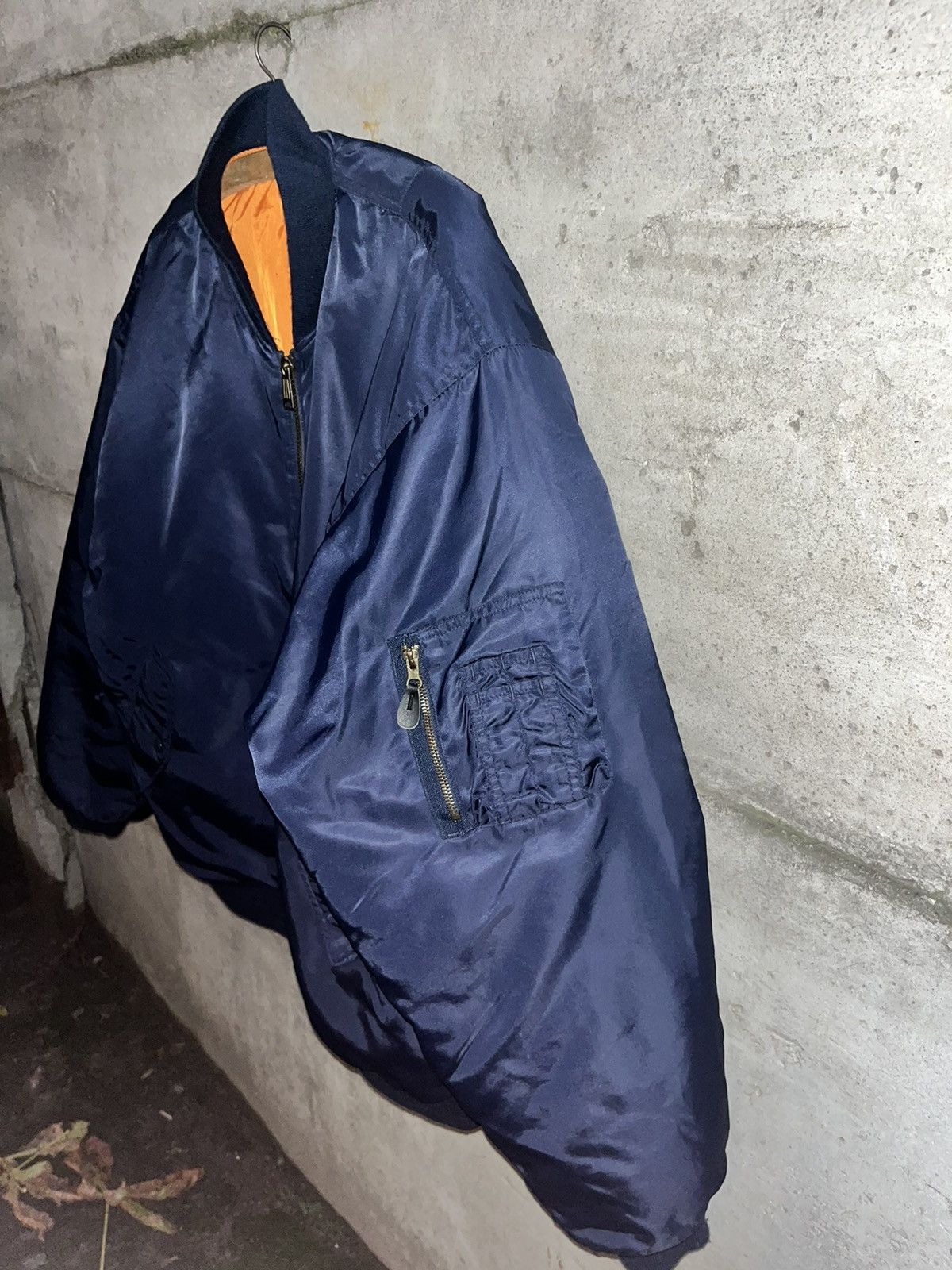 Alpha Industries 90s Korean Reversible Baggy Navy Bomber Winter Jacket Vtg Size US XL / EU 56 / 4 - 7 Thumbnail