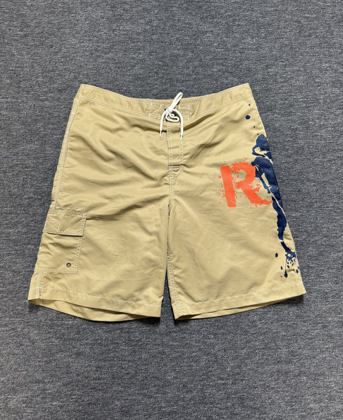 Polo Ralph Lauren Polo Ralph Lauren Men's Size L Tan Graphic Board Swim Trunks Size US 36 / EU 52 - 1 Thumbnail