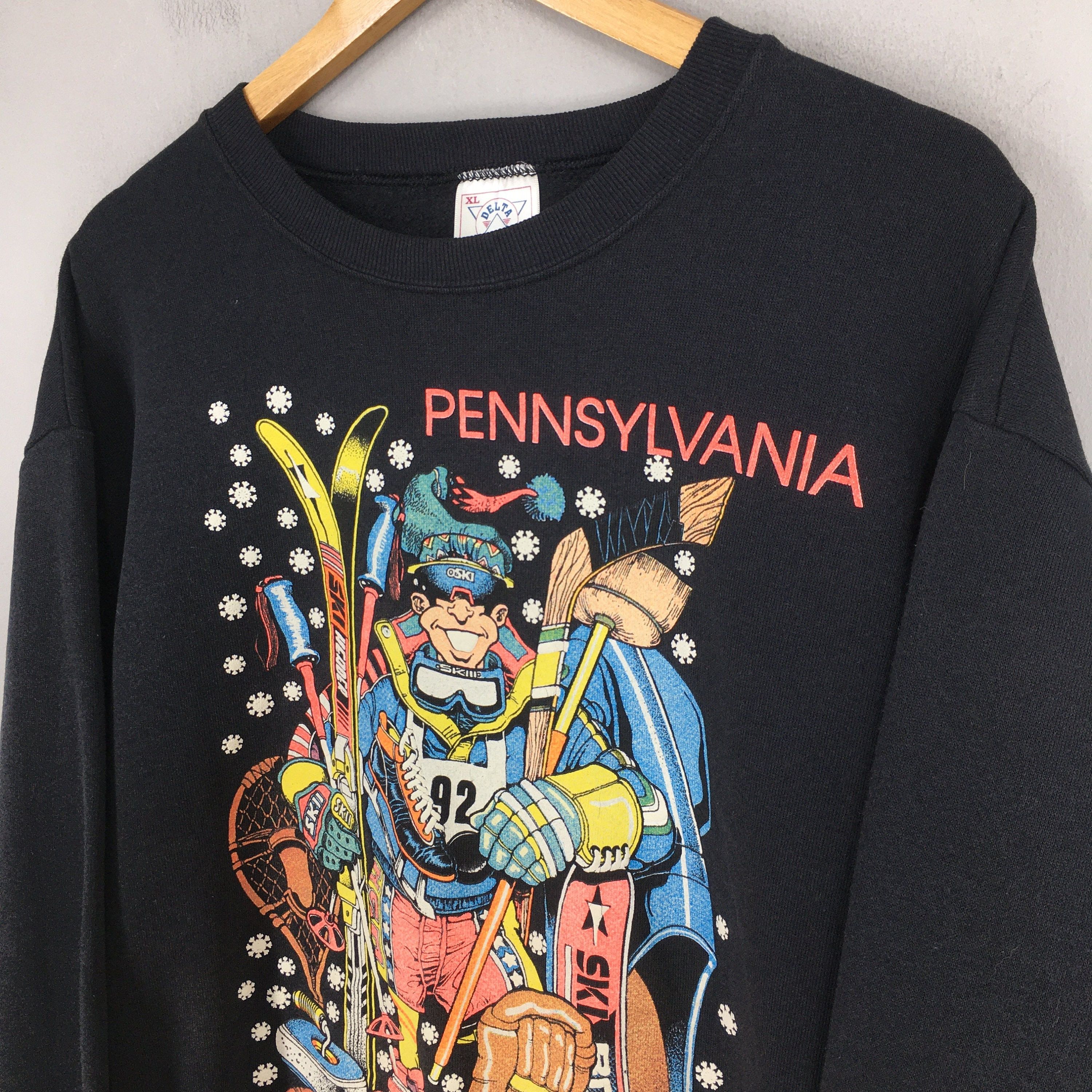 Delta Vintage Pennsylvania Ski Snowboard Black Sweatshirt XLarge Size US XL / EU 56 / 4 - 3 Thumbnail