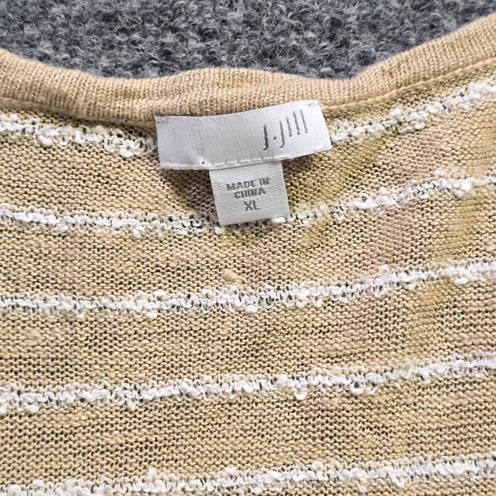 J. Jill J Jill Sweater Womens XL Beige Linen Blend Knit 3/4 Sleeve Casual Button Pullover Knit Size XL / US 12-14 / IT 48-50 - 3 Thumbnail