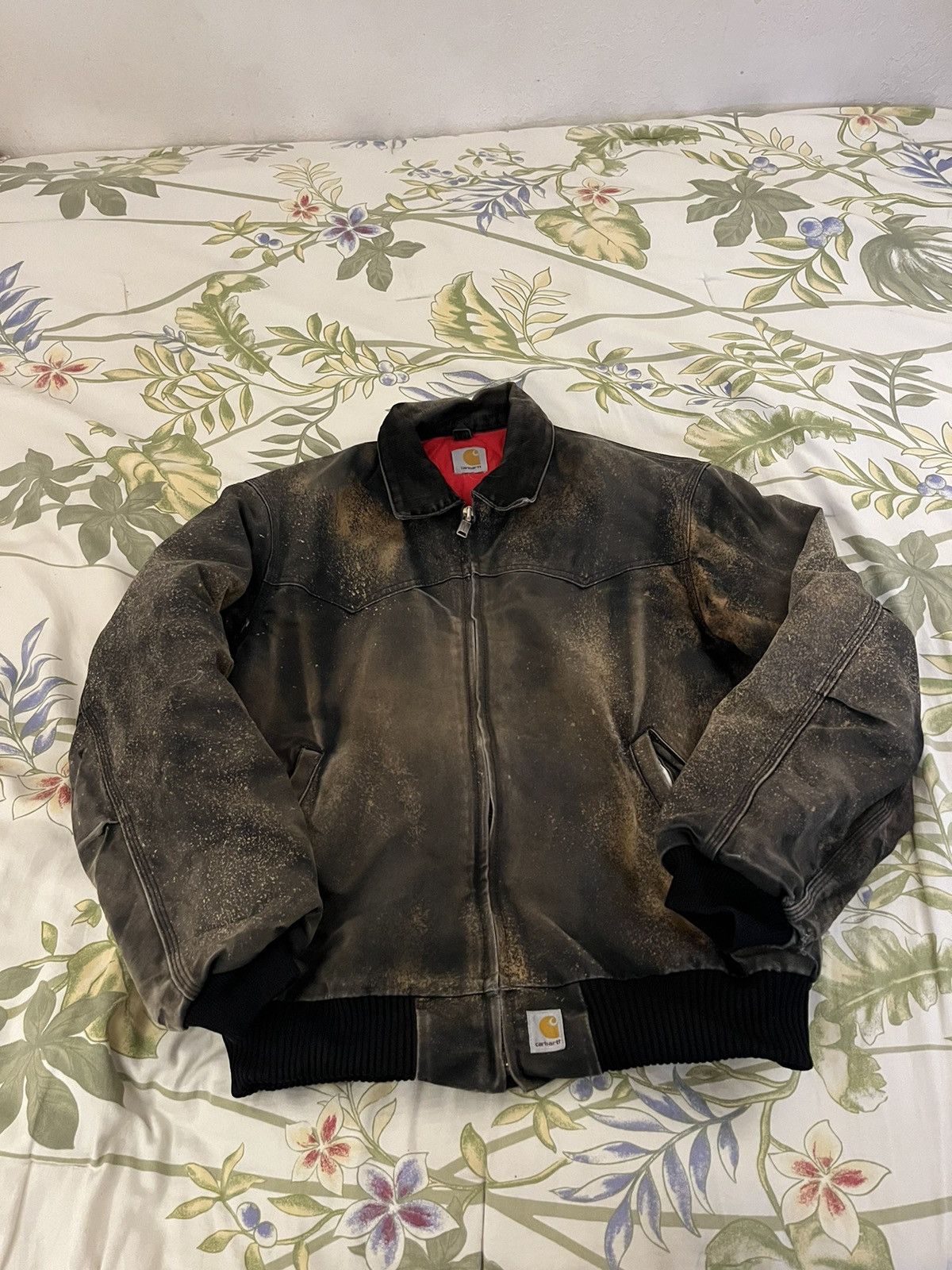 image of Detroit Style Carhartt Bleached Jacket in Green, Men's (Size Large)