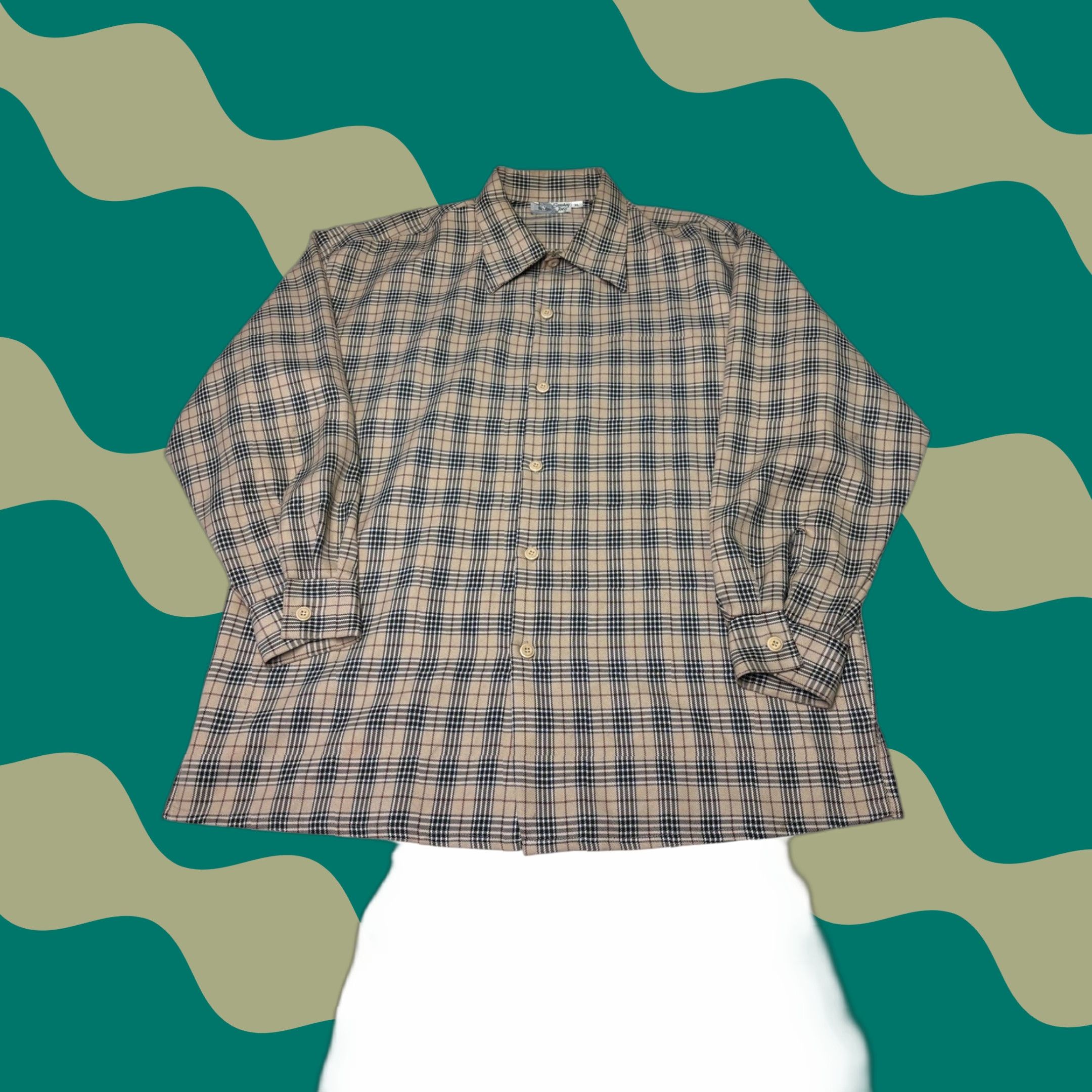 Vintage VINTAGE Smokey Joe's Plaid Button-Up Shirt Mens XL Tan Black Made in USA 565 90s Retro Preppy Casual Workwear Size US XL / EU 56 / 4 - 1 Thumbnail