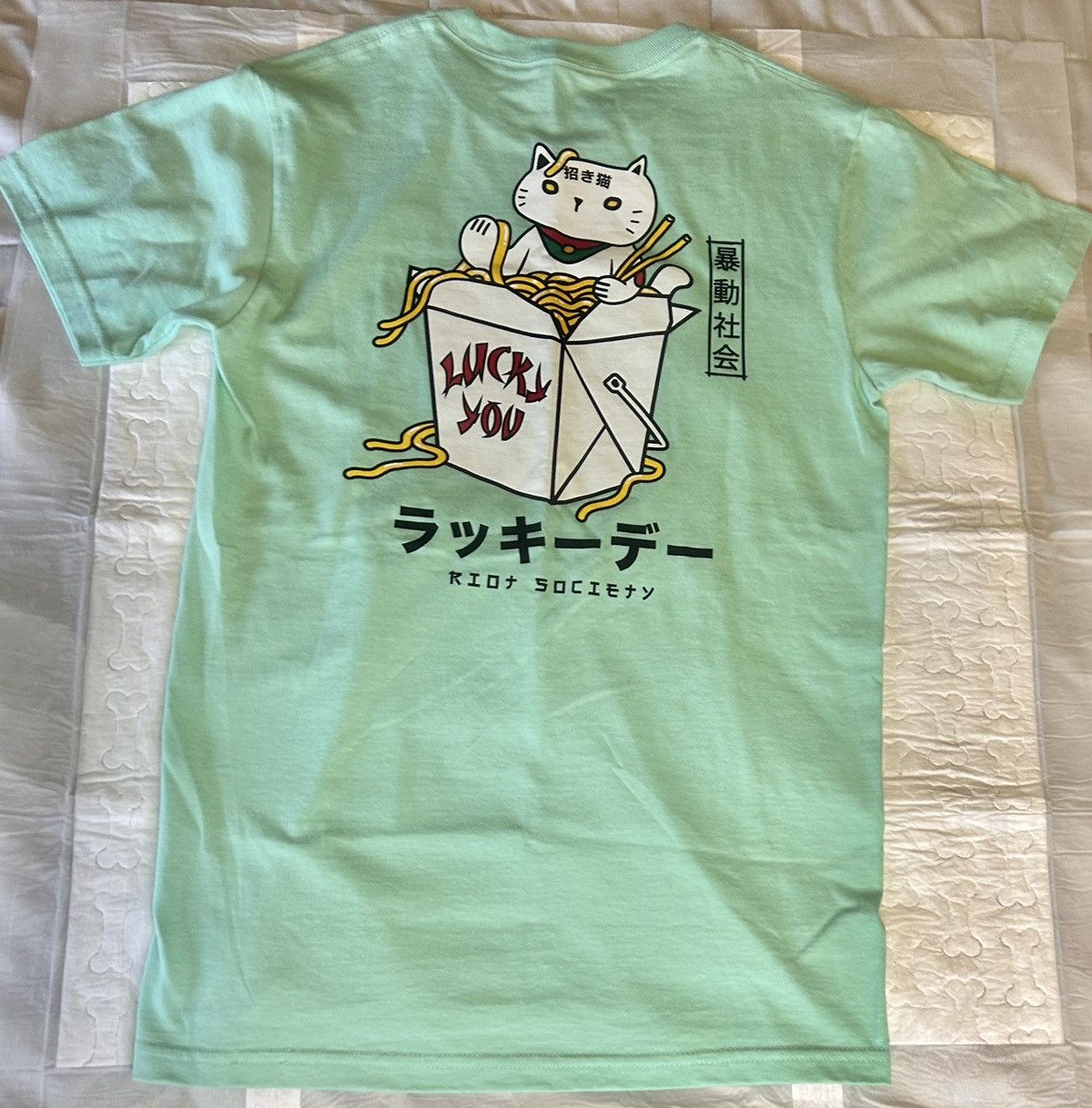 Riot Society Riot Society Lucky Cat Graphic Tee – Size S – Mint Green Size US S / EU 44-46 / 1 - 4 Thumbnail