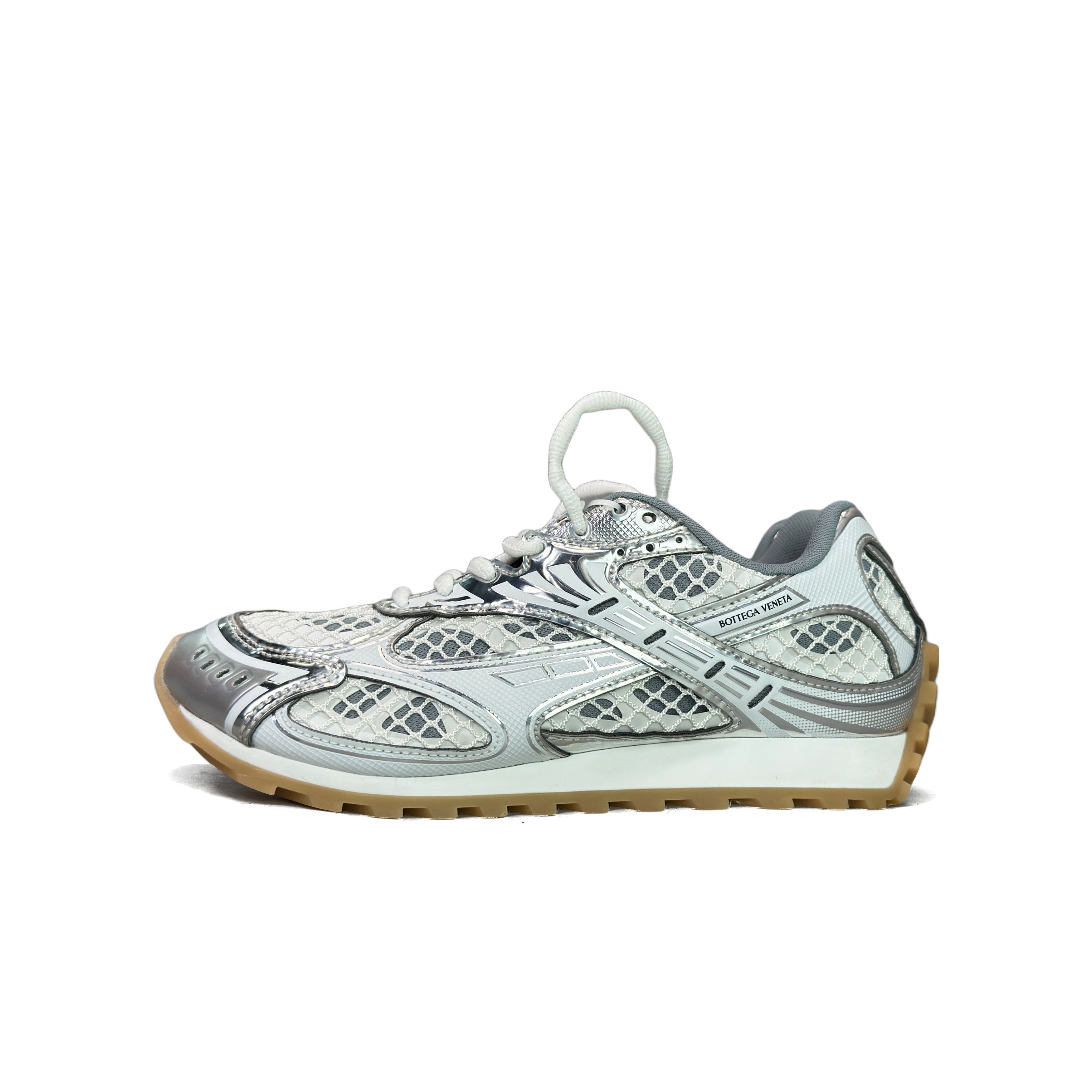 Bottega Veneta Bottega Veneta Orbit Silver Low-Top Sneakers Size 38 Size US 8 / IT 38 - 1 Thumbnail