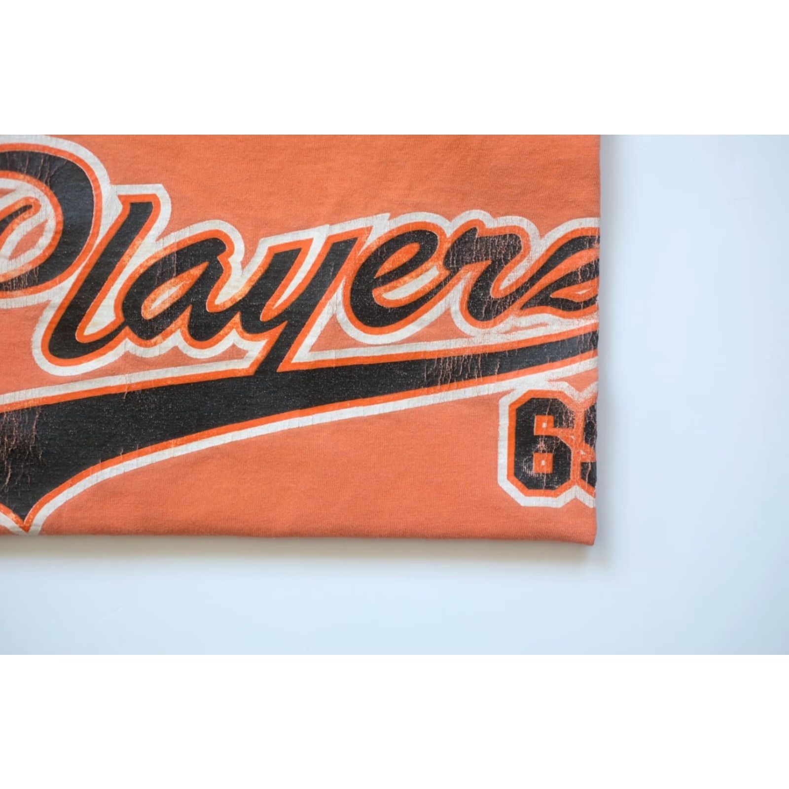 Vintage PLAYERZ 69 VTG 90s MADE IN USA ORANGE FADED BASEBALL SCRIPT T SHIRT MENs SZ XL Size US XL / EU 56 / 4 - 4 Thumbnail