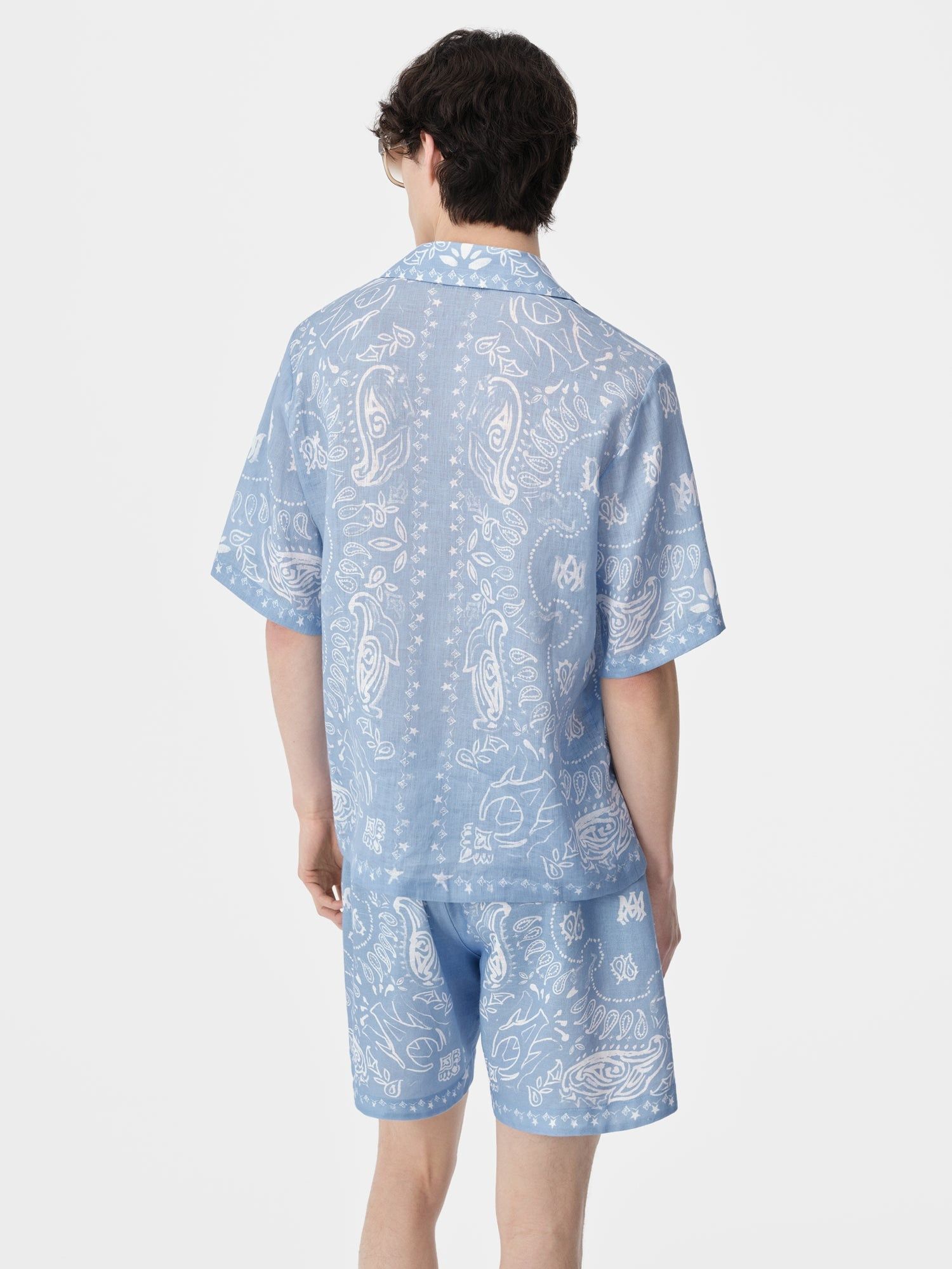 Amiri o1orln1025 Bandana Watercolor Camp Shirt in Blue/White Size US L / EU 52-54 / 3 - 4 Thumbnail