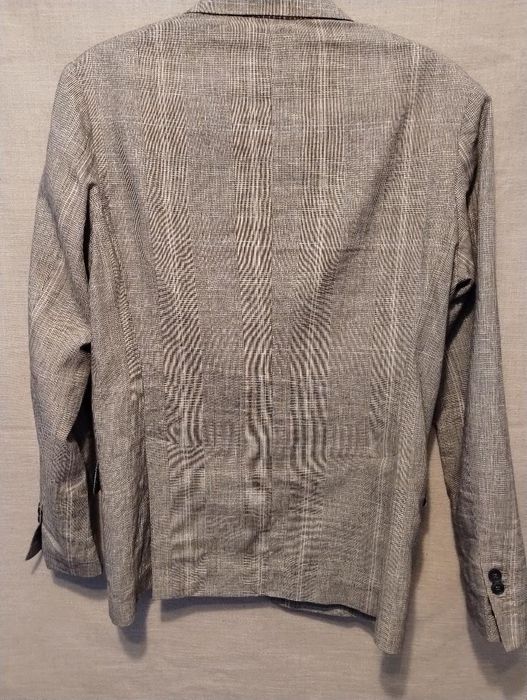 Italian Designers Luigi Fusaro Cotton/Linen Unstructured Glen Plaid ...