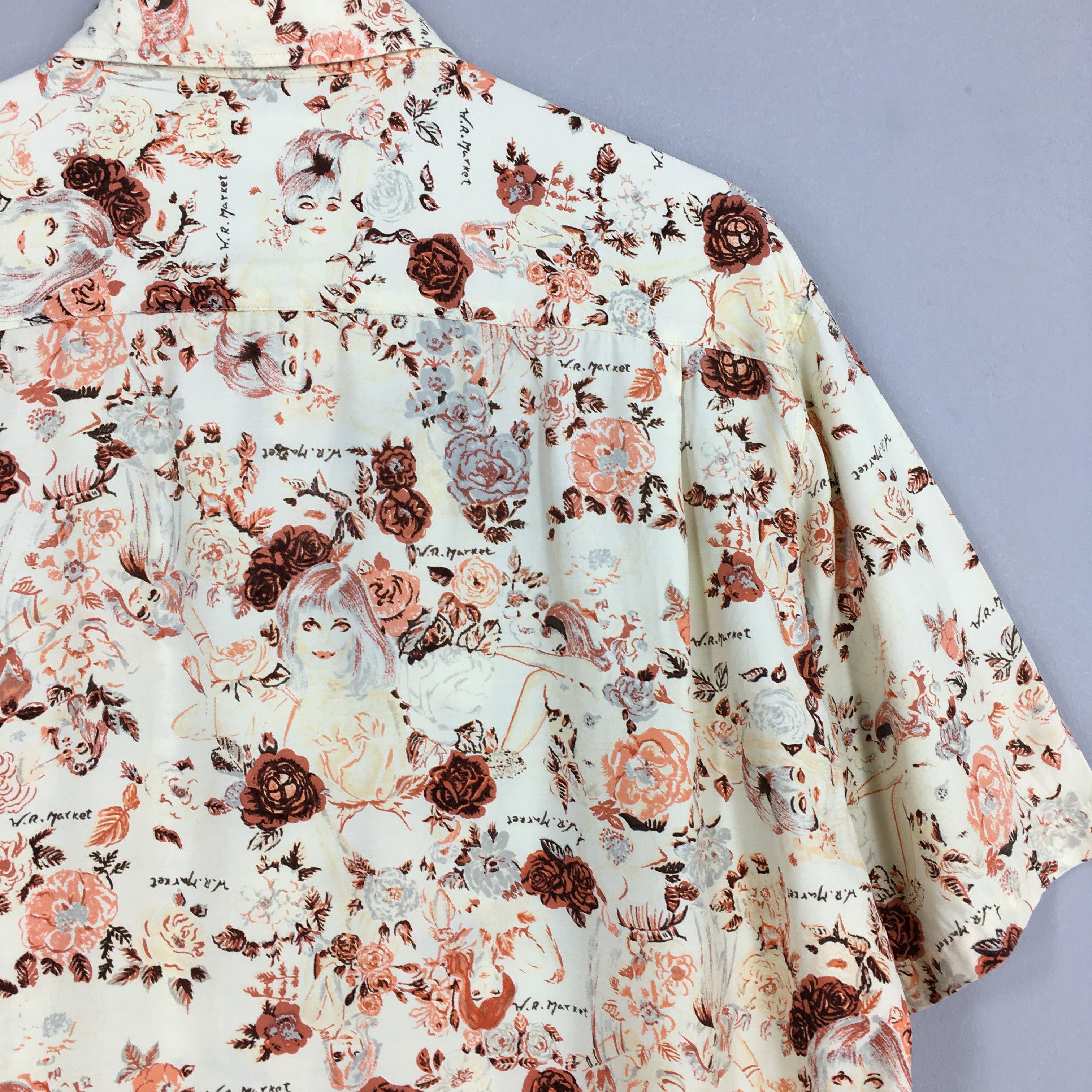 HOLLYWOOD RANCH MARKET × Japanese Brand Vintage HR Market Japan Hawaiian Flower Rayon Shirt Large Size US L / EU 52-54 / 3 - 8 Thumbnail