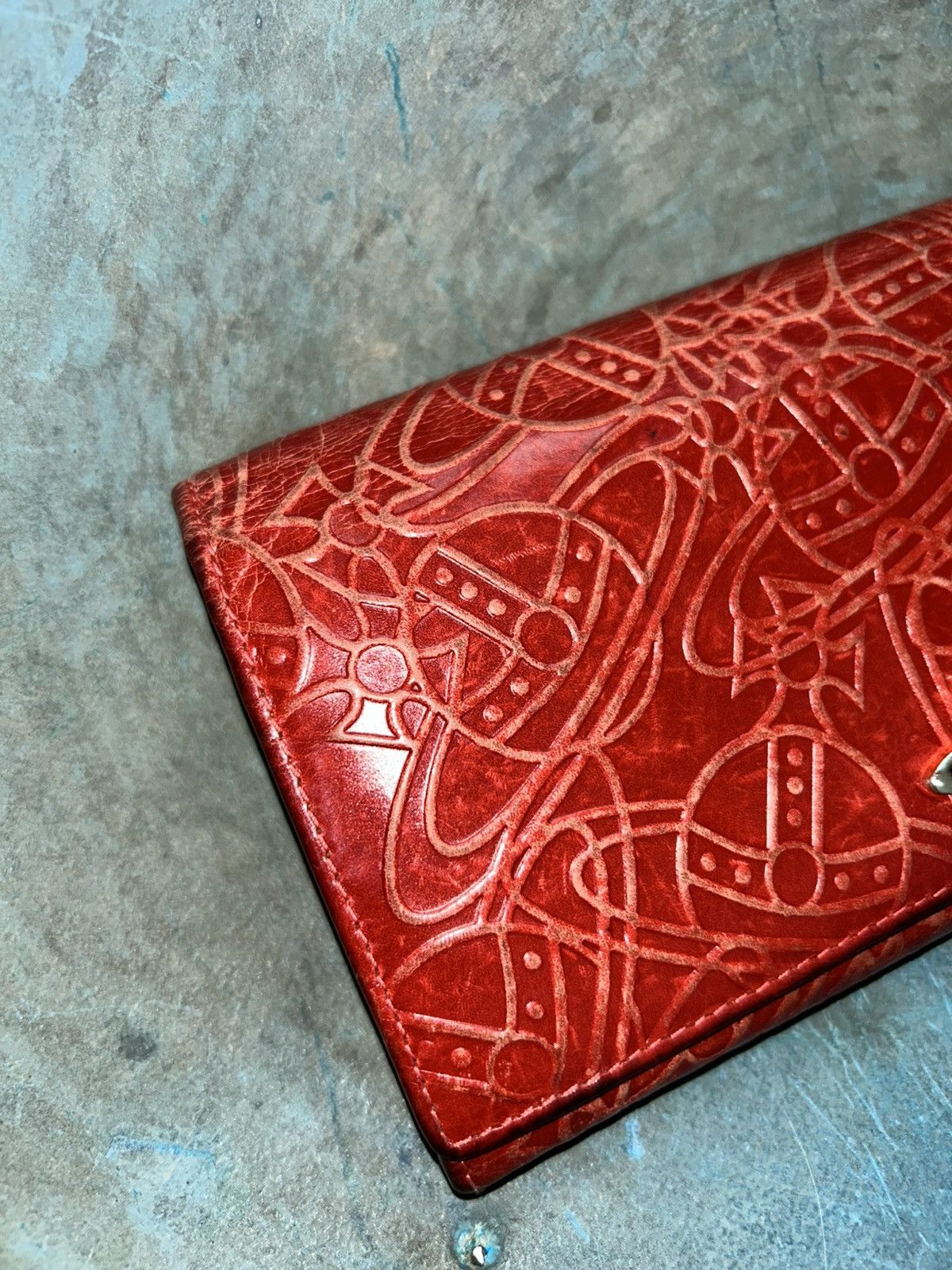Vivienne Westwood London Embossed Monogram Orb Red Long Zip Wallet Size ONE SIZE - 15 Thumbnail