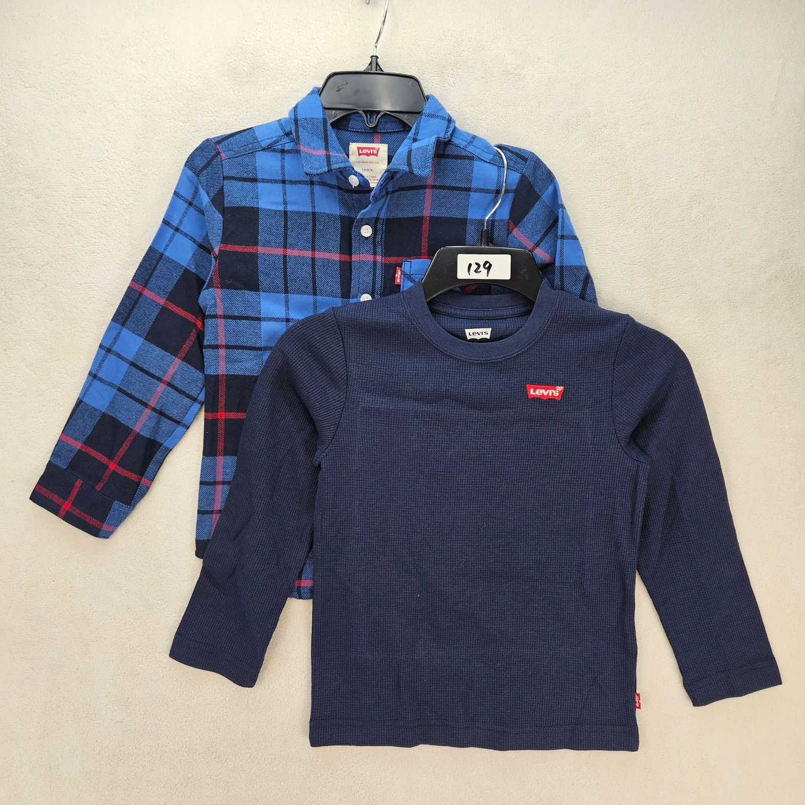 Levi's LEVI'S BOYS XS(5/6) WAFFLE LONG SLEEVE & FLANNEL SHIRT COMBO Size US XS / EU 42 / 0 - 1 Thumbnail