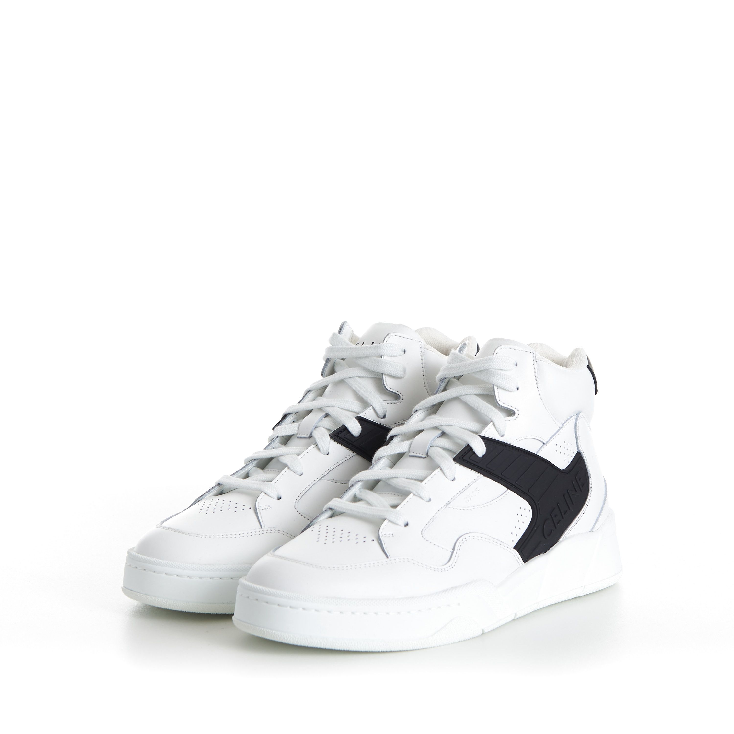 Celine Men's CT-06 High Top Sneaker - White/Black Calfskin Leather Size US 6 / EU 39 - 4 Thumbnail