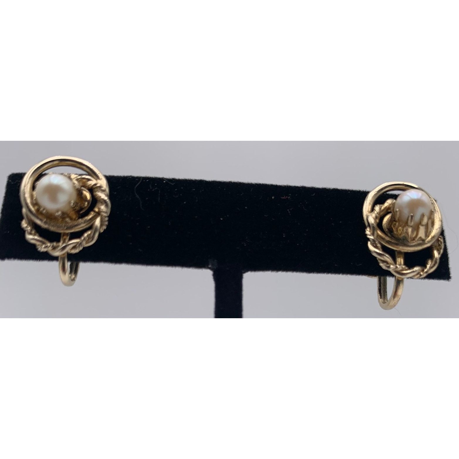Other Earrings Gold Hoops Pearl Screw Back Vintage READ Size ONE SIZE - 4 Thumbnail