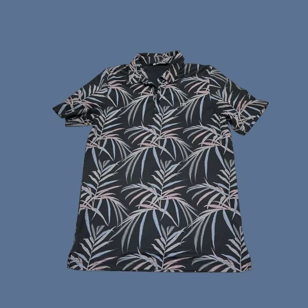 TravisMathew Travis Mathew Polo Shirt Mens Regular Short Sleeve Floral Black Gray Hawaiian Golf Shirt Size US M / EU 48-50 / 2 - 1 Thumbnail