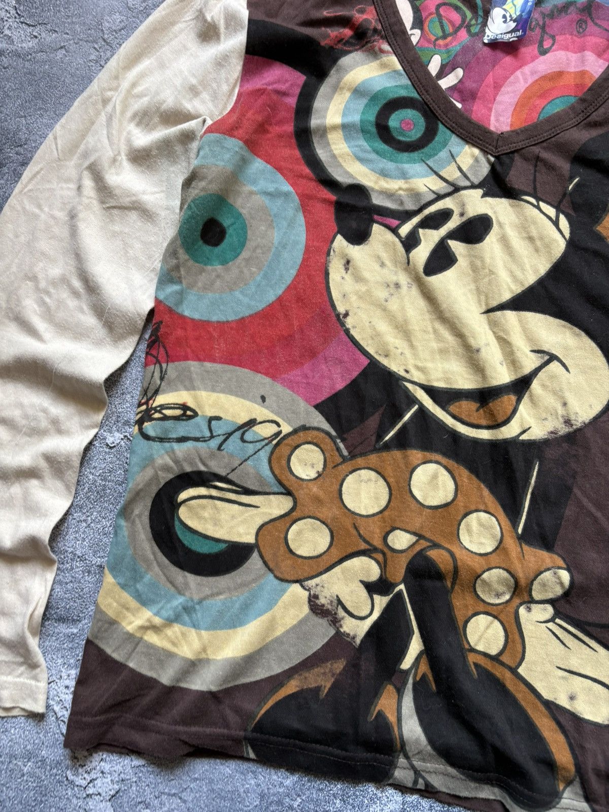 Jean Paul Gaultier Crazy Desigual JPG Vibe Disney Mickey Mouse Long Sleeve Top Size XL / US 12-14 / IT 48-50 - 5 Thumbnail