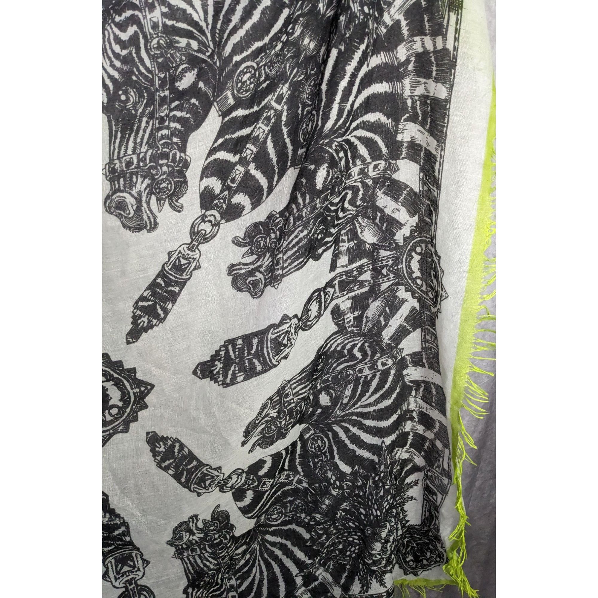 Other Echo Zebra Contrast Fringe Square Scarf Size ONE SIZE - 8 Thumbnail