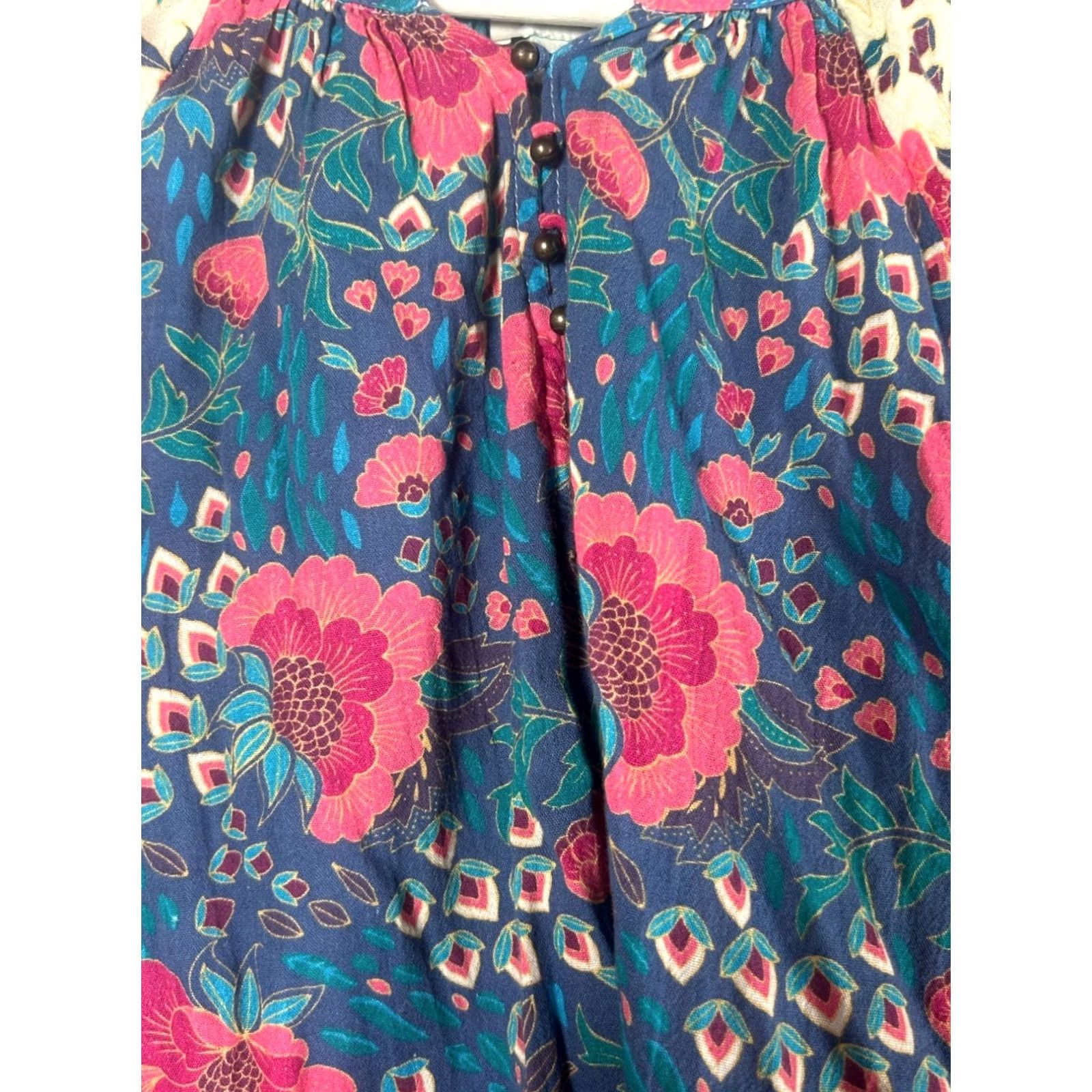 Vintage Sundance Boho Blouse Womens Dream Keeper V-Neck Floral Long Sleeve Top PL Navy NWOT Size L / US 10 / IT 46 - 2 Thumbnail