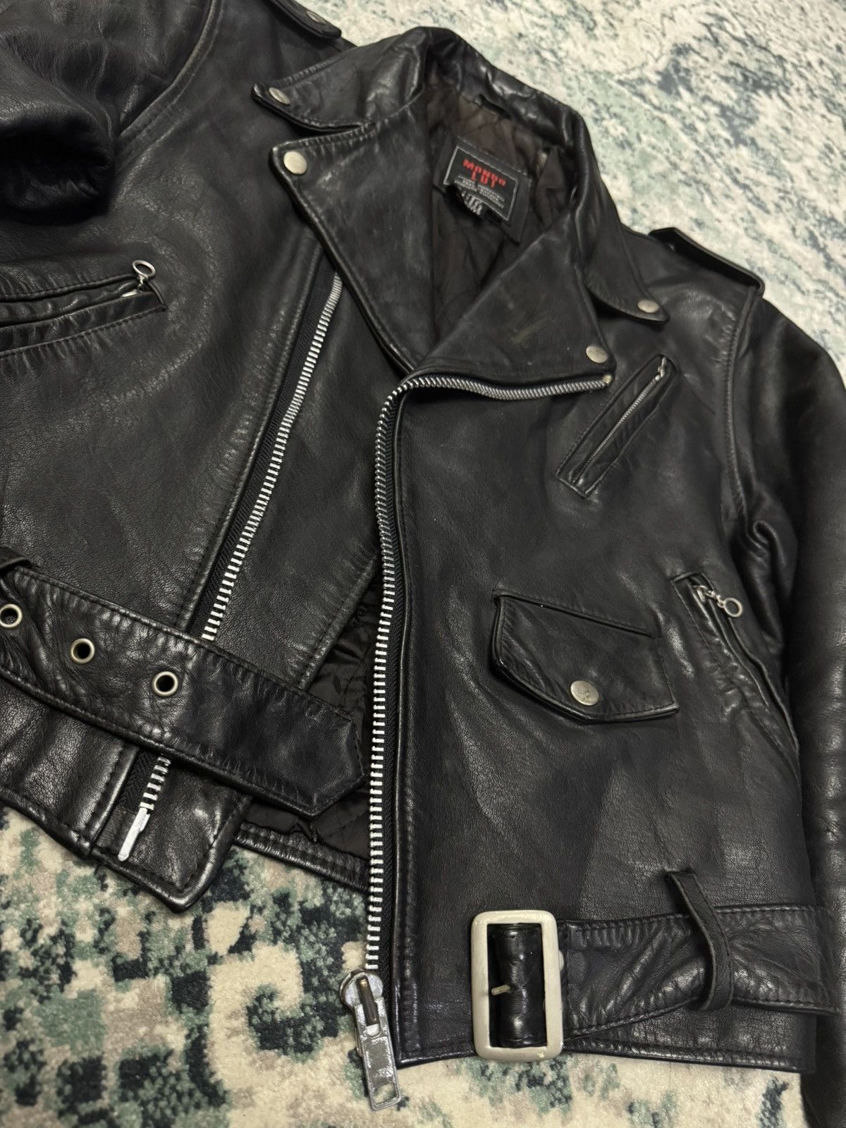 Vintage VINTAGE MONDO LUI DOUBLE COLLAR BIKER LEATHER JACKET Size US M / EU 48-50 / 2 - 10 Thumbnail