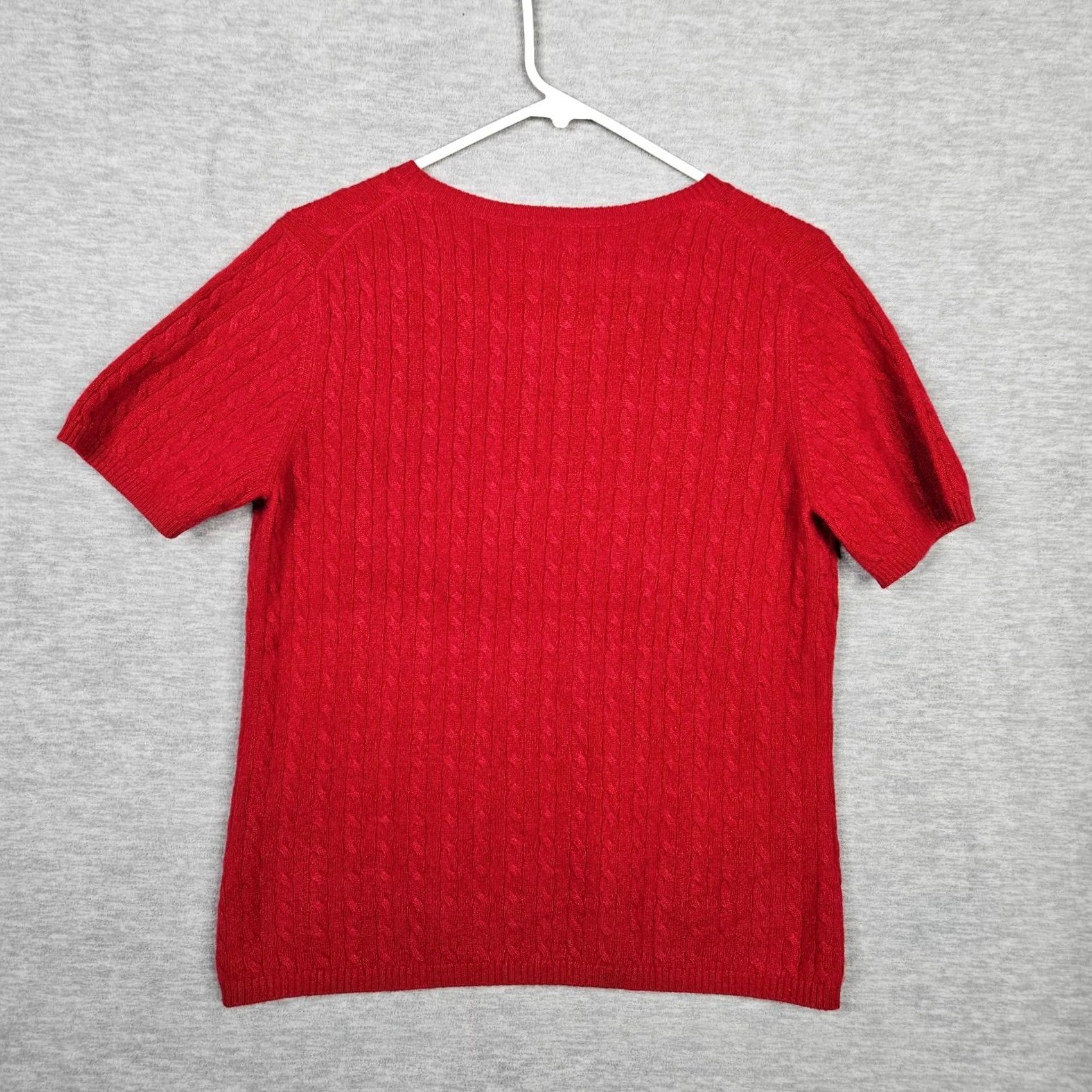 Charter Club Charter Club Women’s Red Cardigan Round Neck Short Sleeve Cashmere Sweater Sz S Size S / US 4 / IT 40 - 2 Thumbnail