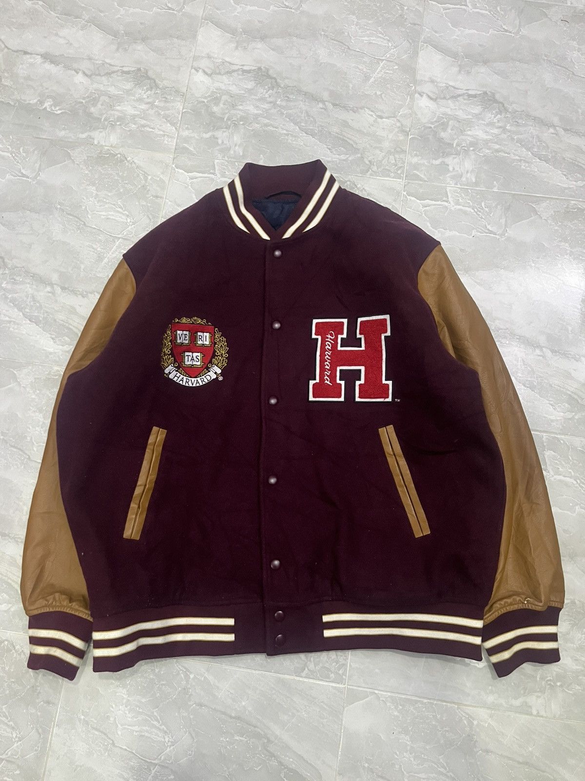 GU GU x Harvard Varsity Jacket Faux Leather Sleeves Size US XL / EU 56 / 4 - 18 Thumbnail