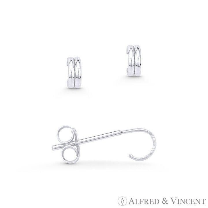 Other Double-Line Half-Hoop Stud Earrings in .925 Sterling Silver Size ONE SIZE - 1 Preview