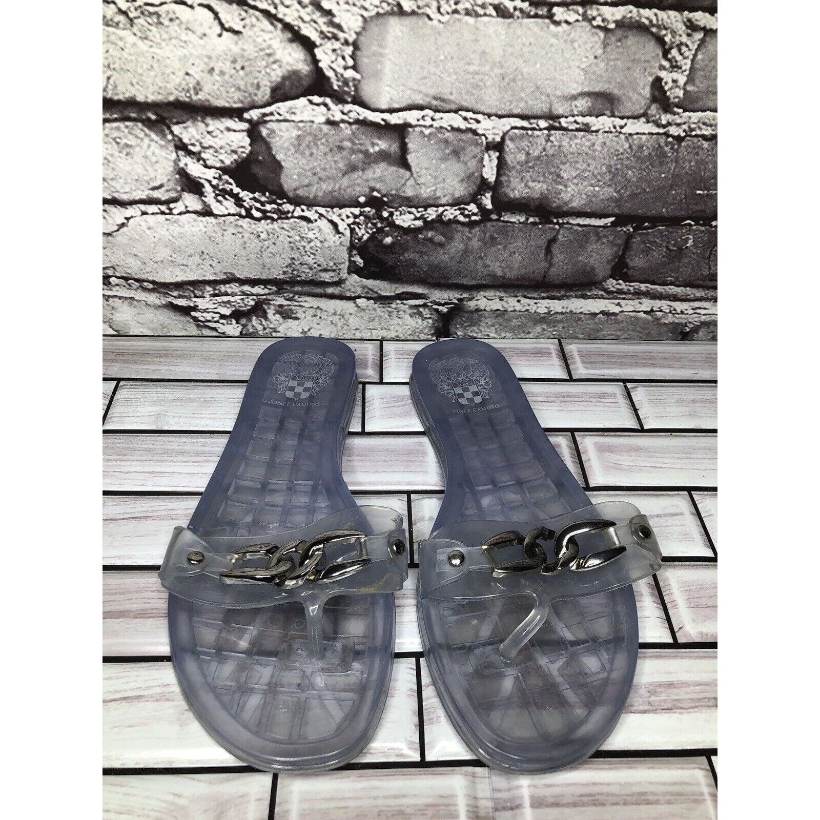 Vince Camuto Vince Camuto Clear Rubber Chain Casual Thong Slides Sandals Size US 6 / IT 36 - 10 Thumbnail
