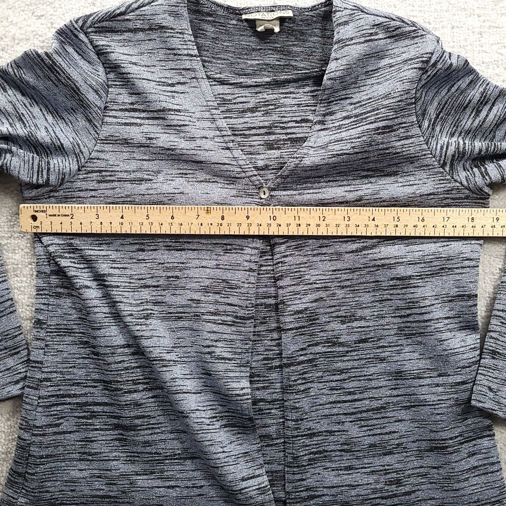 Vintage VINTAGE Notations Cardigan Womens PM Black Gray Marled One Button Petite USA Made Size M / US 6-8 / IT 42-44 - 3 Thumbnail