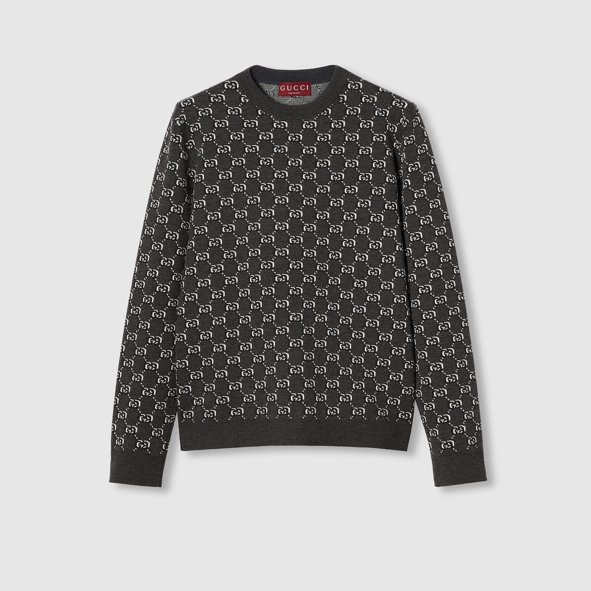 Gucci o1s1wg110925 Wool Jacquard Sweater With GG Shadow Size US XXL / EU 58 / 5 - 1 Thumbnail