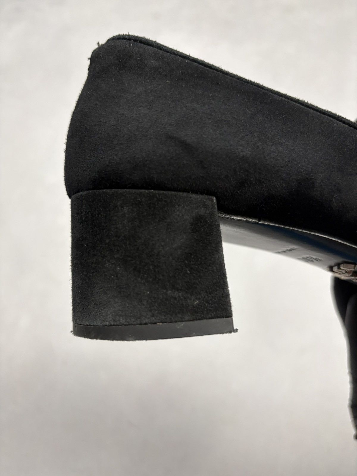 Prada Prada Milano Suede Logo Strap Block Heel Loafers Black 38.5 Size US 8.5 / IT 38.5 - 11 Thumbnail