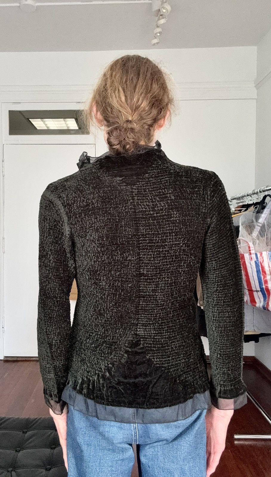 Pleats Please Issey Miyake Yoshiki Hishinuma Rare Vintage Velvet Lace Fringe Cardigan Size M / US 6-8 / IT 42-44 - 7 Thumbnail