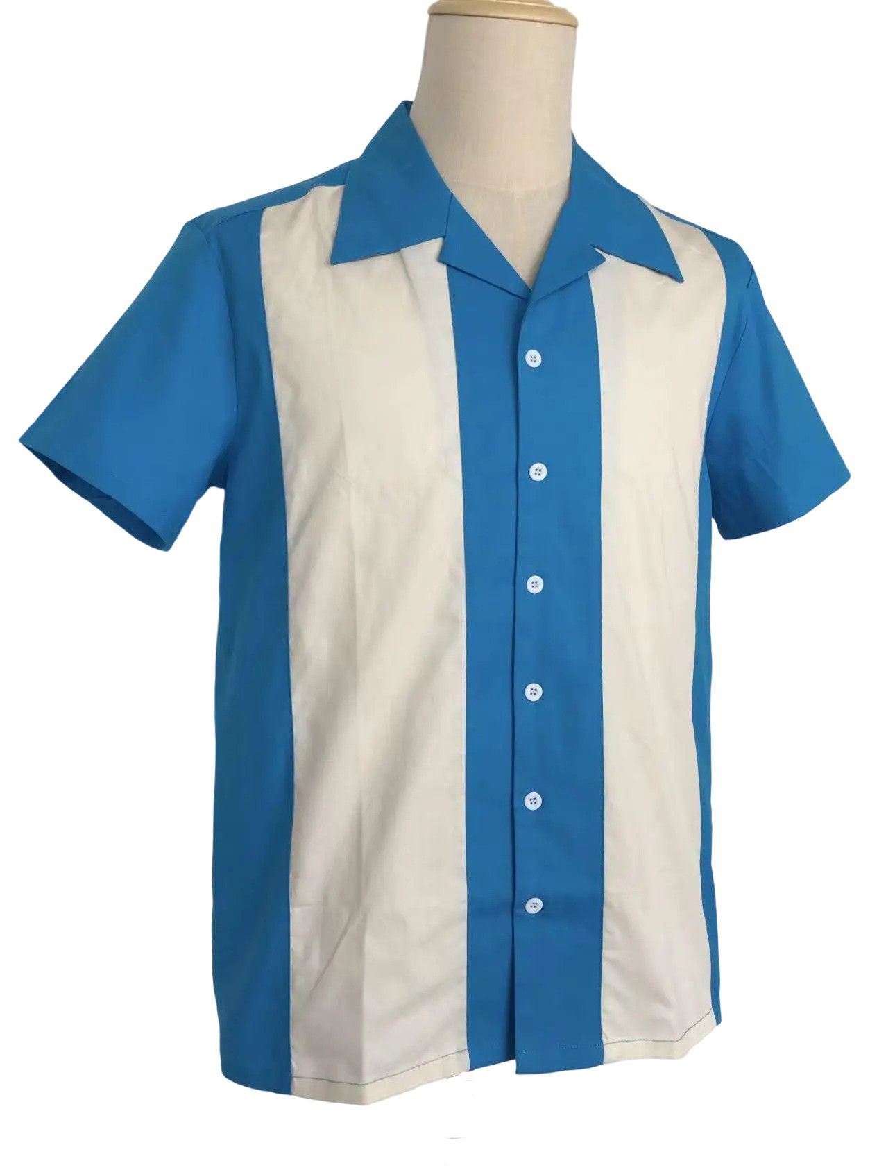 Other Retro Two-tone Men Shirt Solid Casual Shirt Blue Size US XL / EU 56 / 4 - 2 Thumbnail