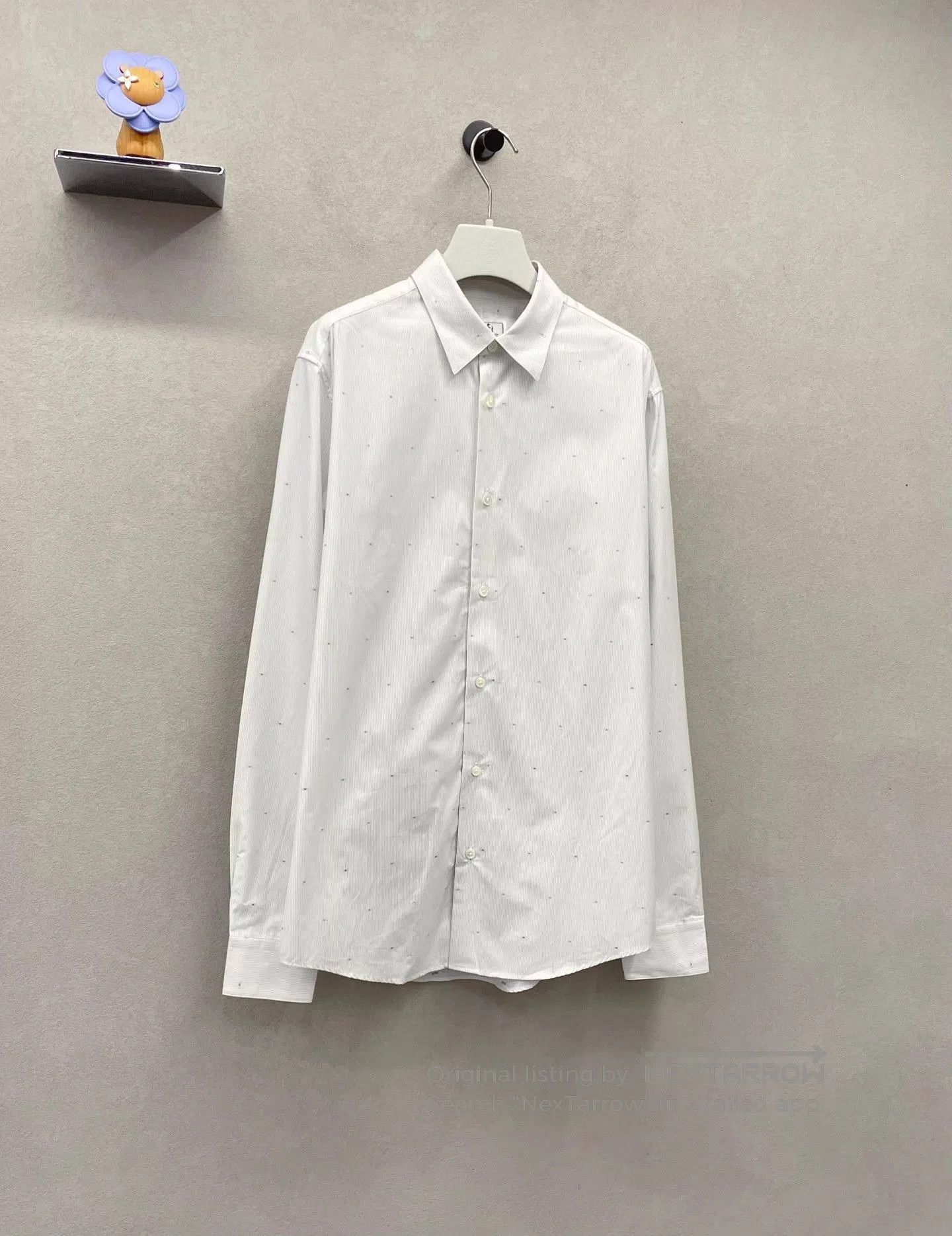 Hermes White Long Sleeve Button-Up Shirt with Dots. Size US M / EU 48-50 / 2 - 3 Thumbnail