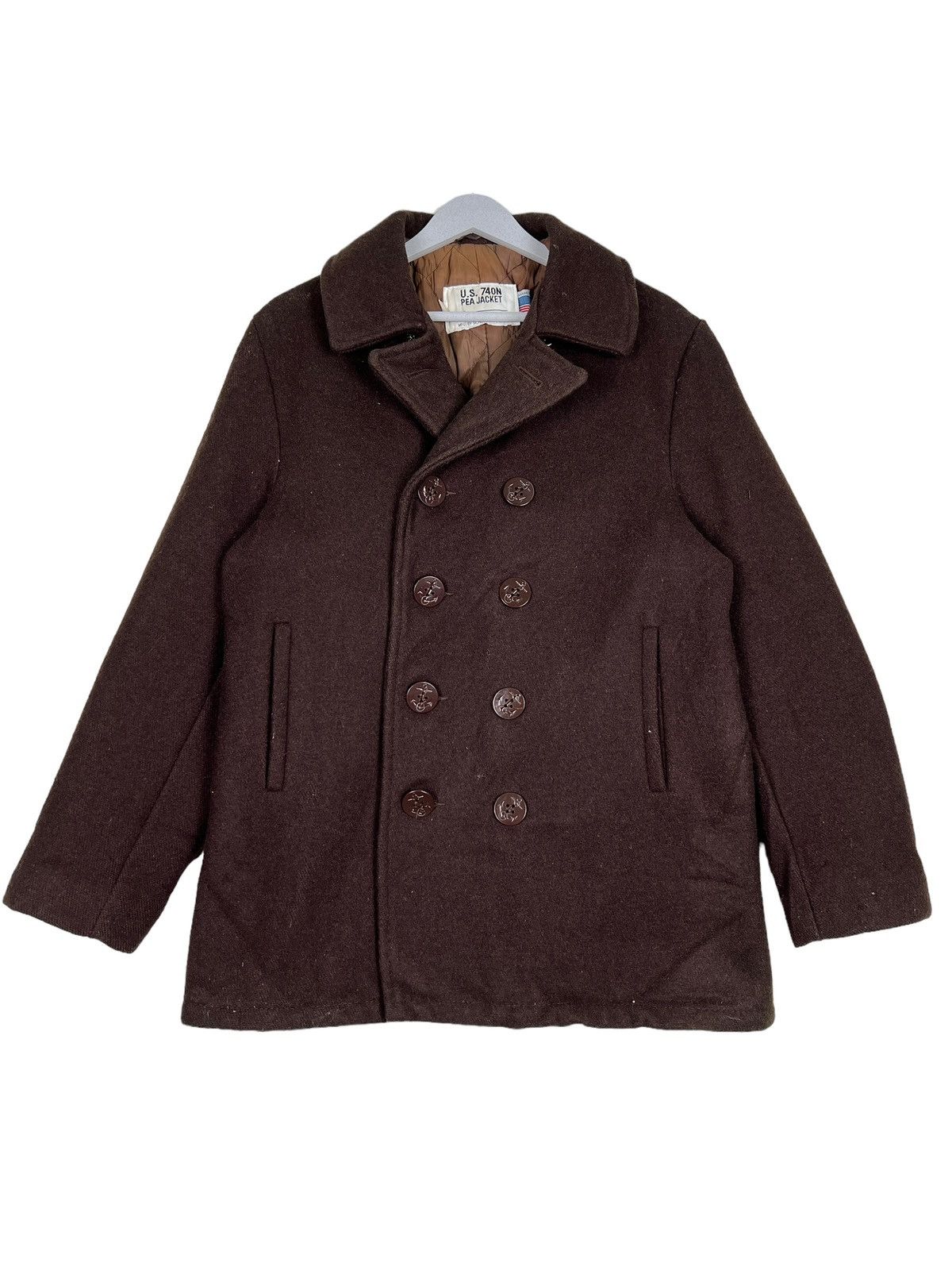 Schott 🔥 RICH BROWN SCHOTT NAVY PEACOAT MADE IN USA Size US M / EU 48-50 / 2 - 2 Thumbnail